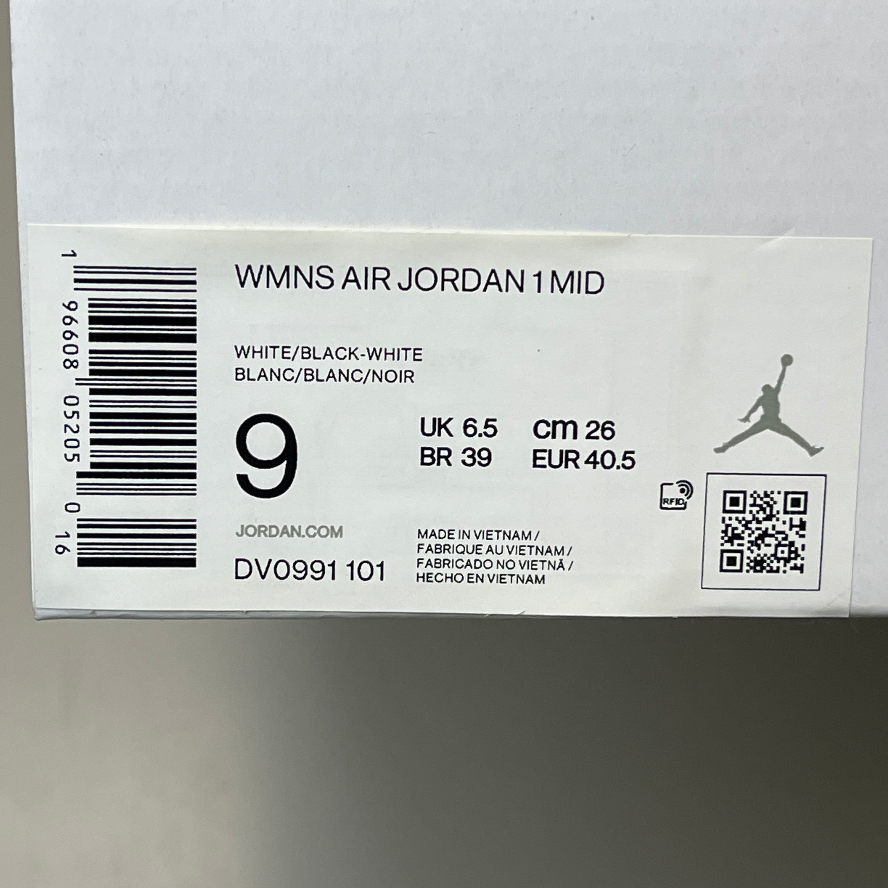 NIKE AIR JORDAN 1 Mid Panda Shoe Women's Sz 9 Black / White DV0991-101 (New)