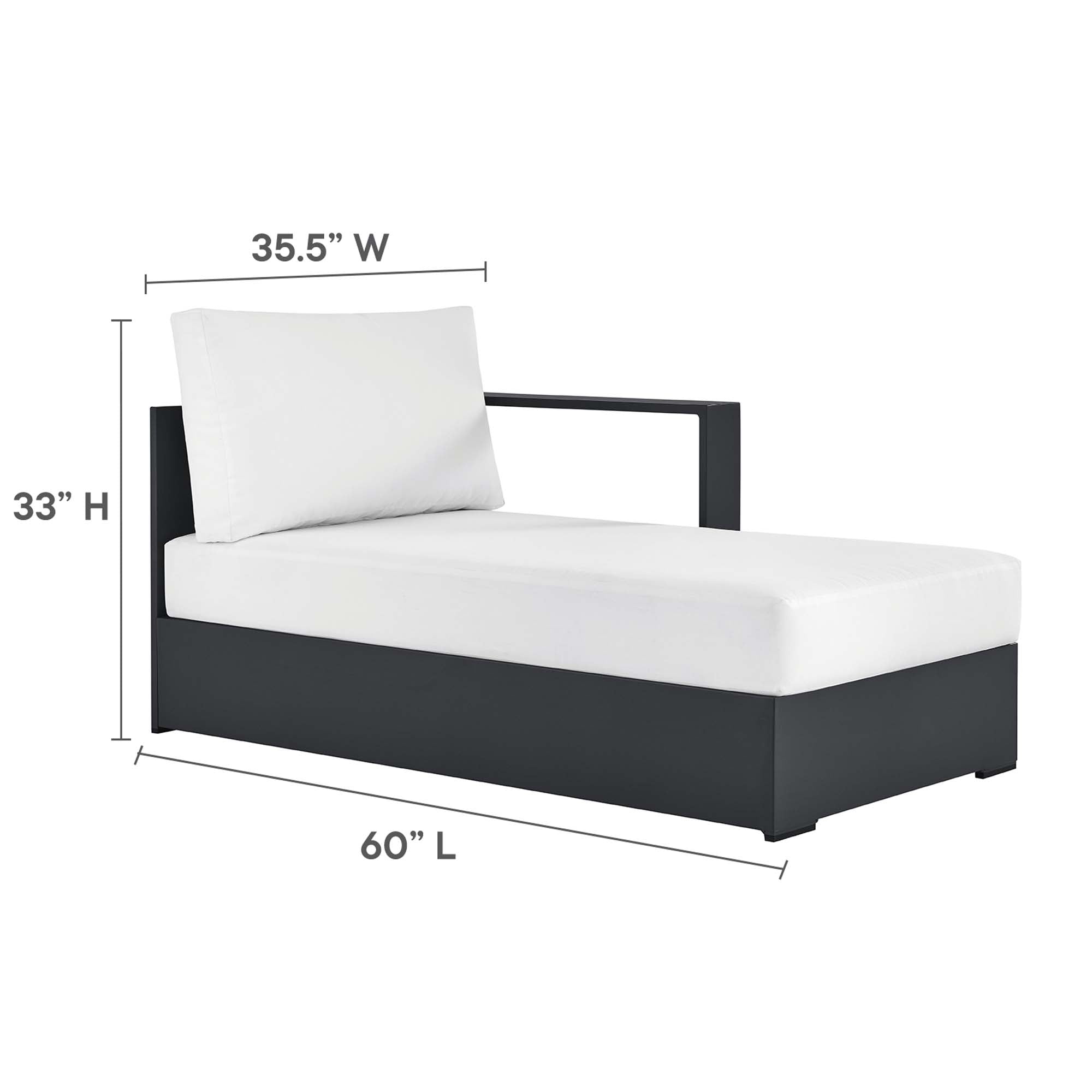Tahoe Outdoor Patio Powder-Coated Aluminum Right-Facing Chaise Lounge