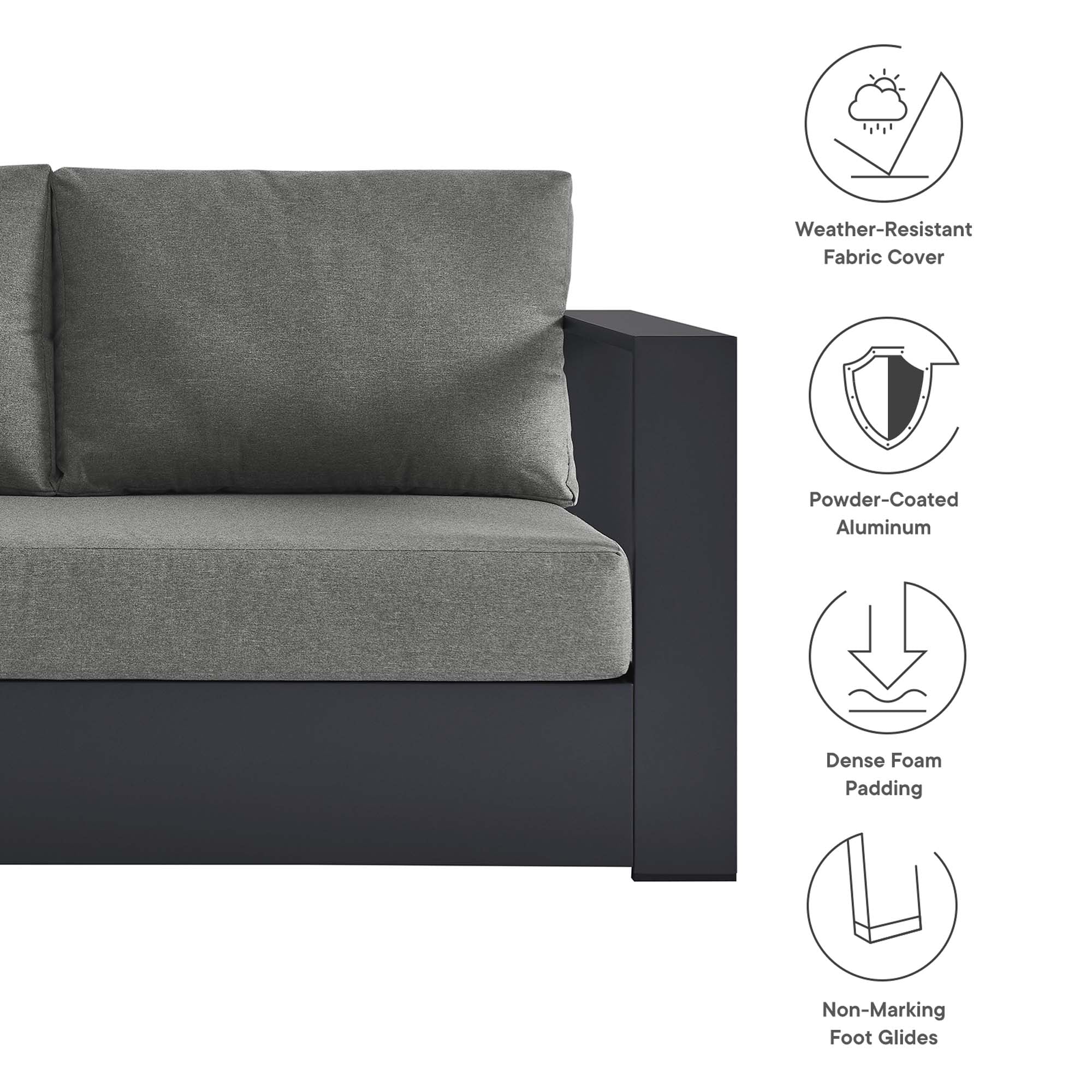 Tahoe 2-Piece Outdoor Patio Powder-Coated Aluminum Sectional Sofa Set