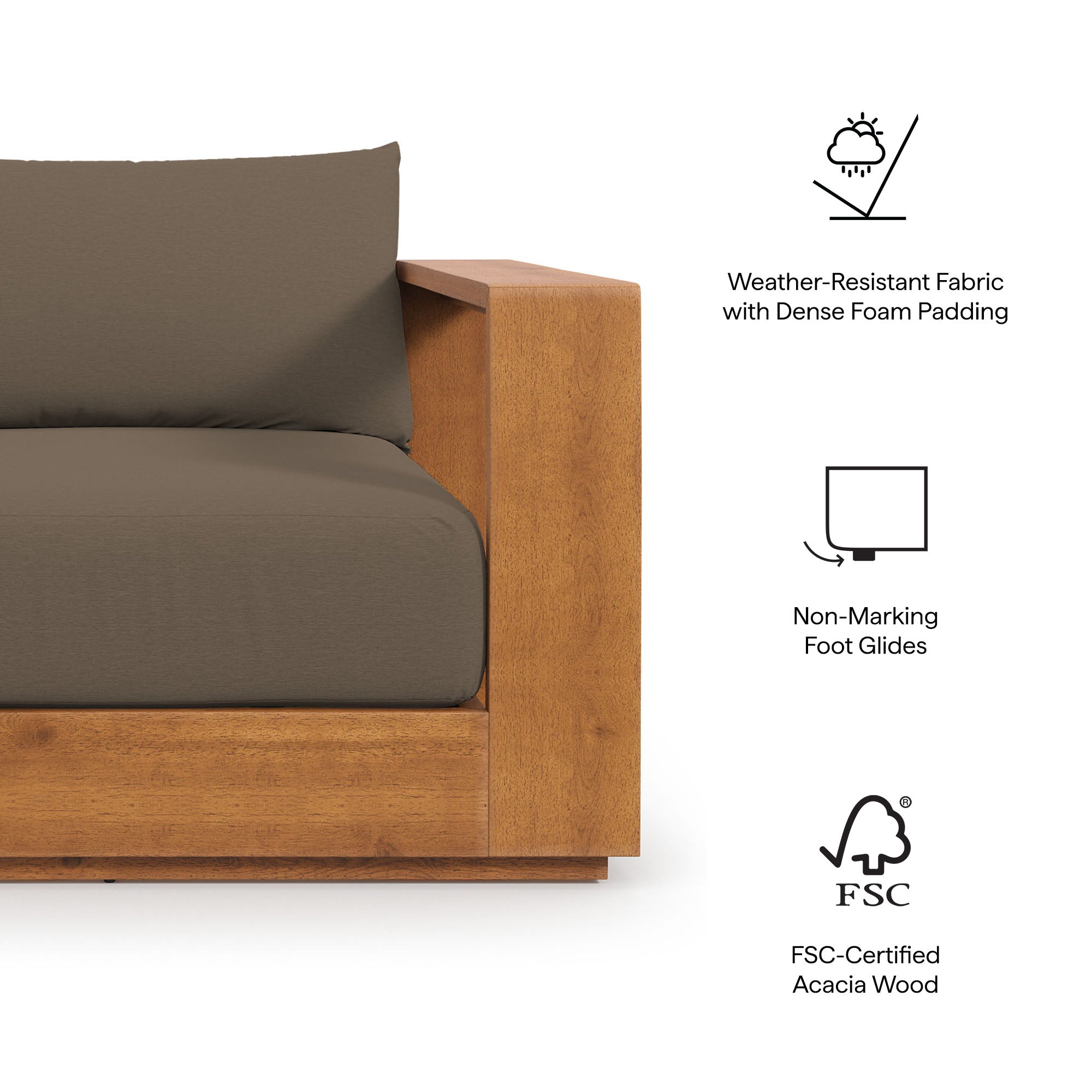 Tahoe Outdoor Patio Acacia Wood Chair by Modway
