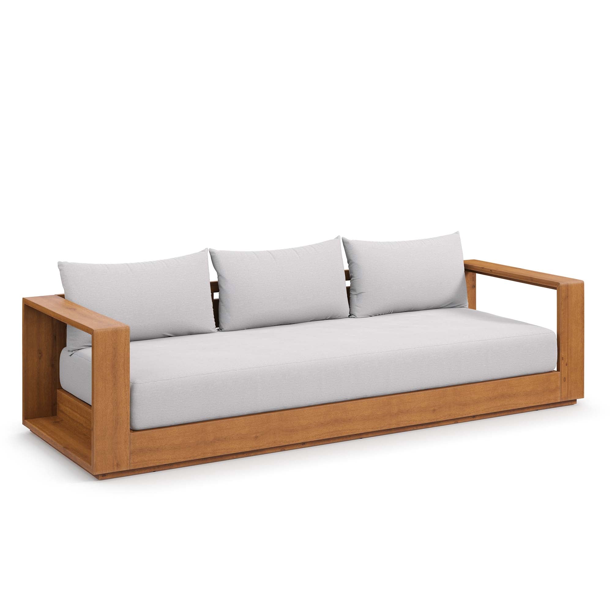 Tahoe Outdoor Patio Acacia Wood Ottoman by Modway