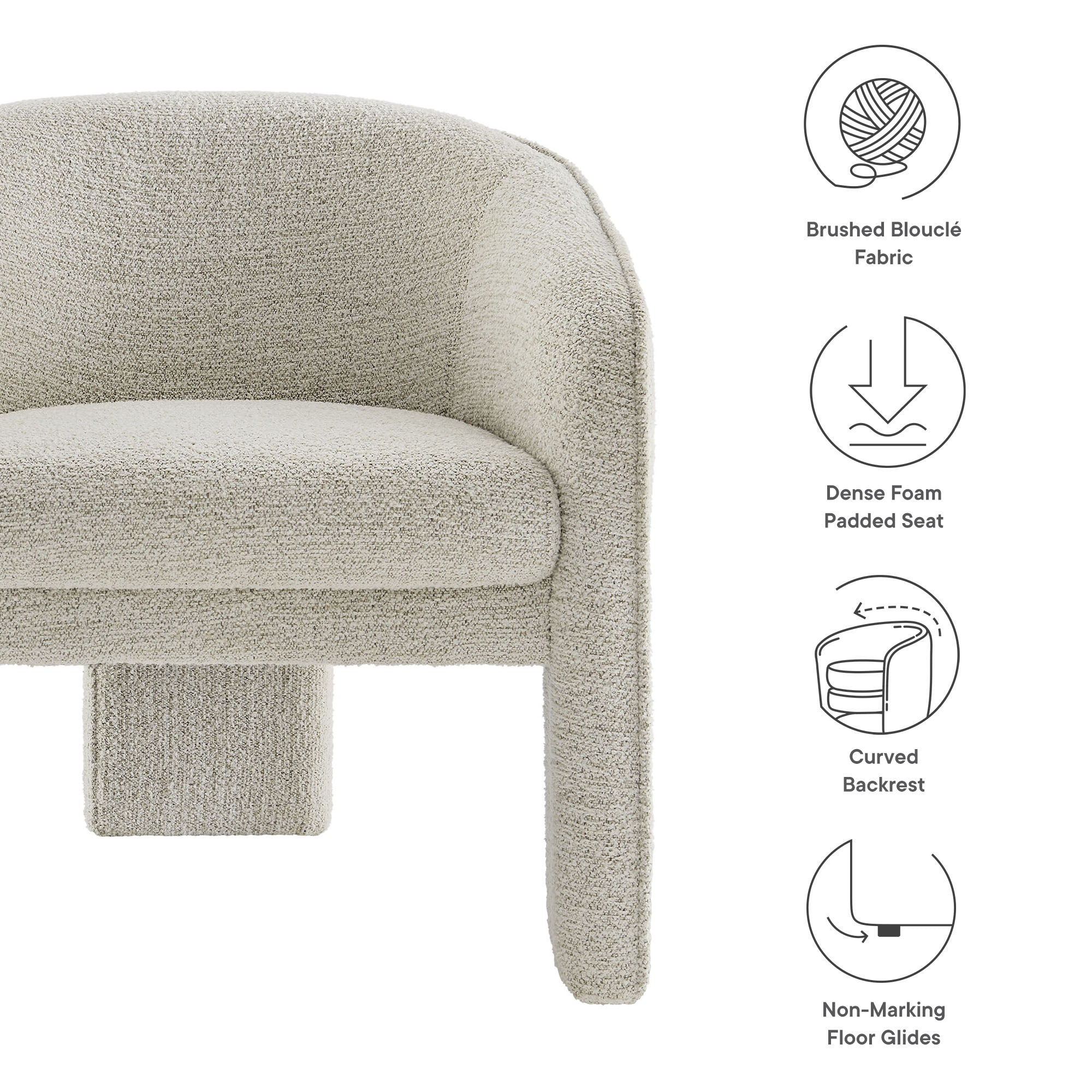 Greer Boucle Fabric Upholstered Accent Armchair by Modway