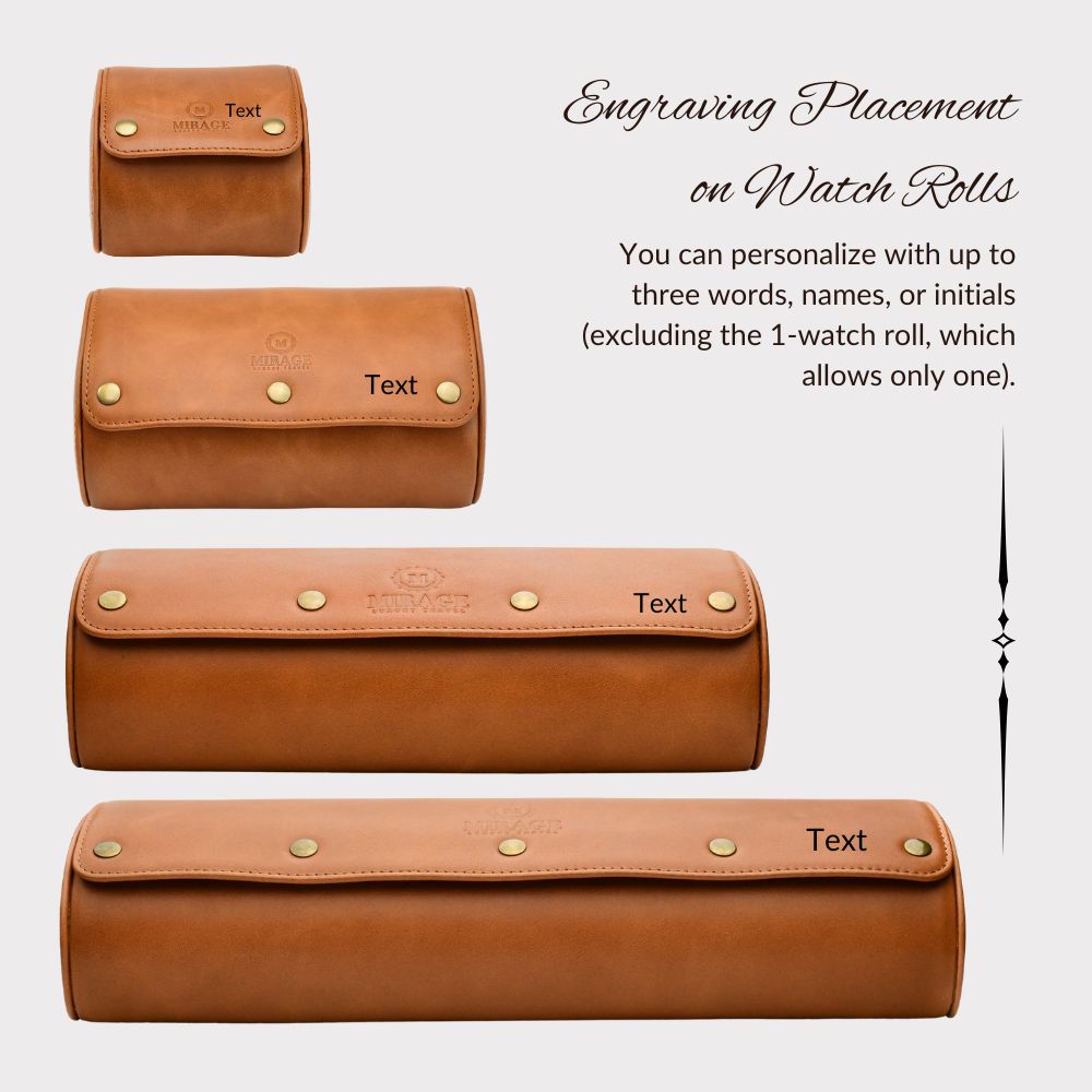 Tawny Brown Full-grain Cow Leather Watch Roll - 4 Watches