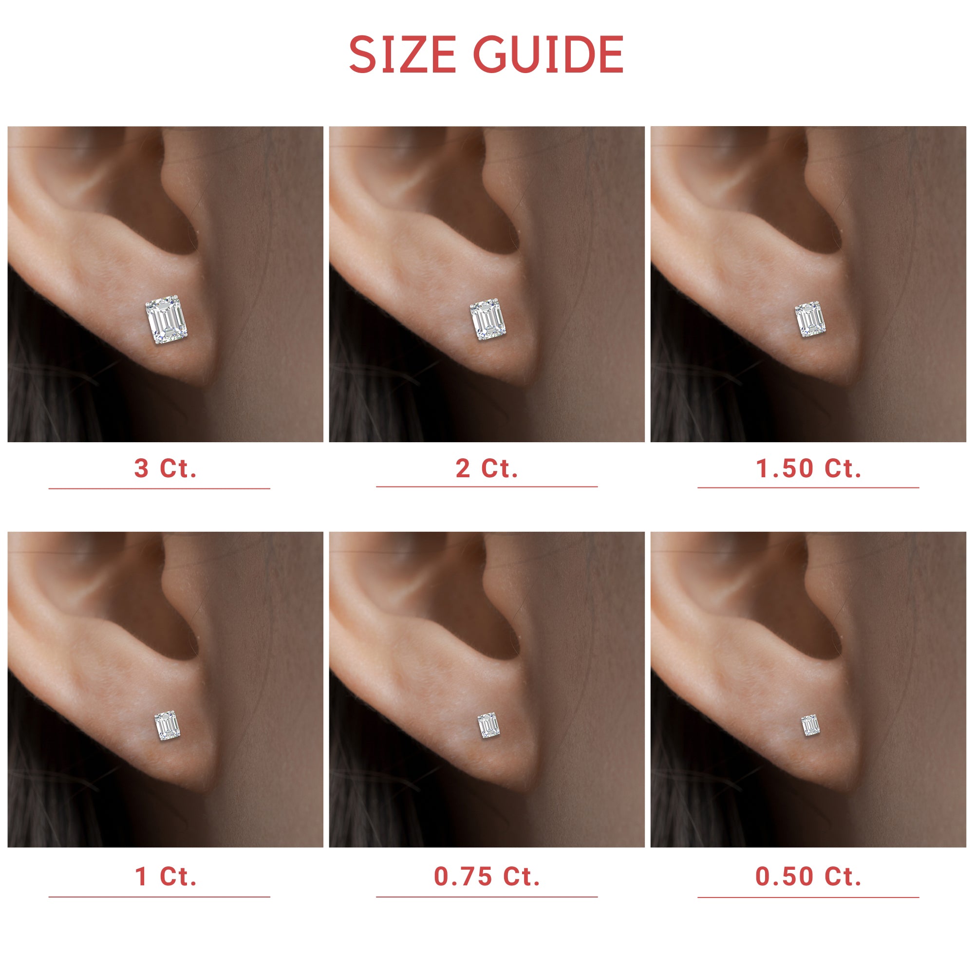 IGI Certified Emerald Cut Diamond Solitaire Stud Earrings