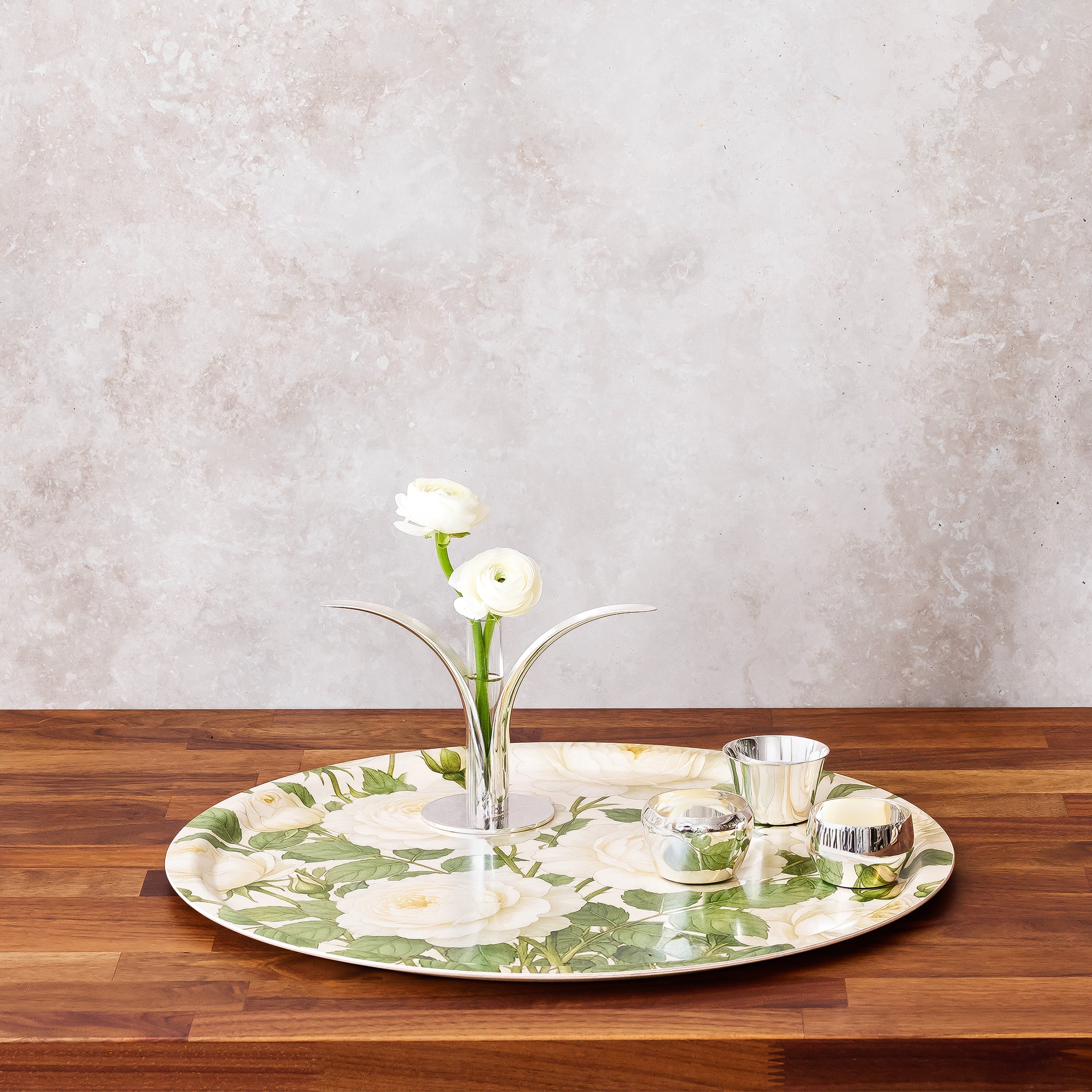 English Garden Birchwood Decorative Tray - Round - Large