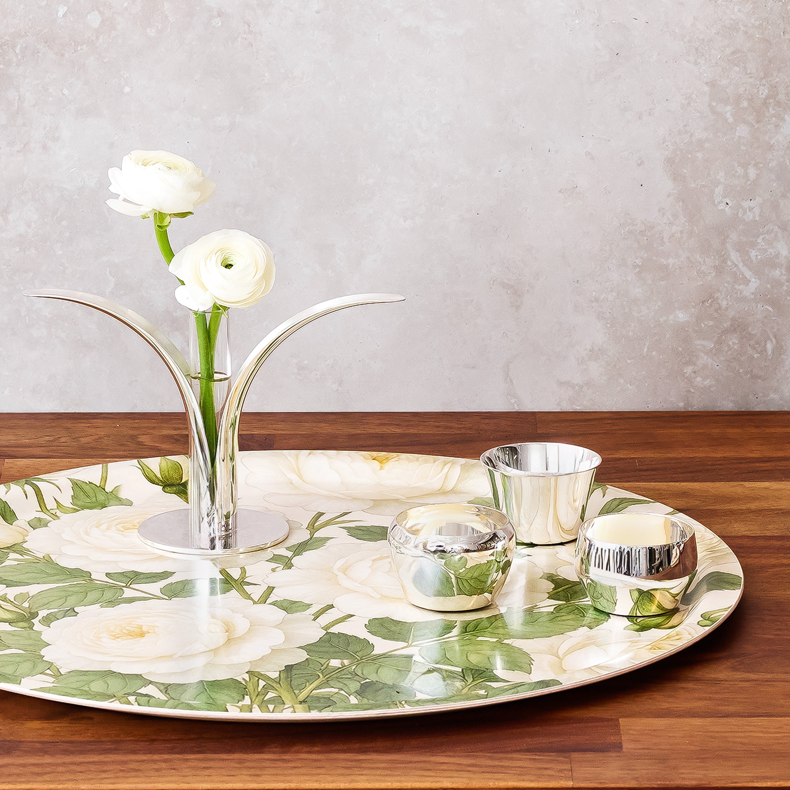 English Garden Birchwood Decorative Tray - Round - Large
