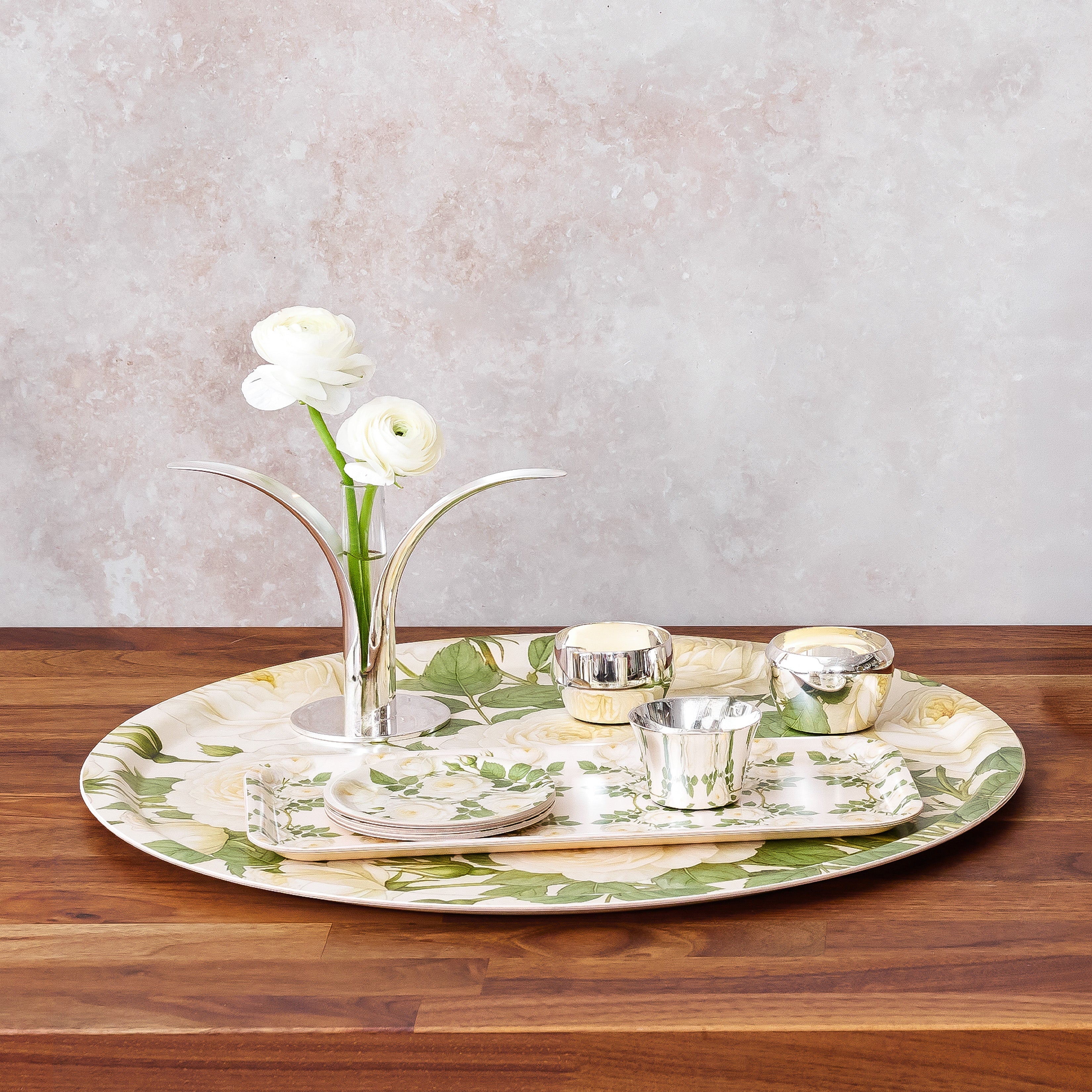 English Garden Birchwood Decorative Tray - Round - Large