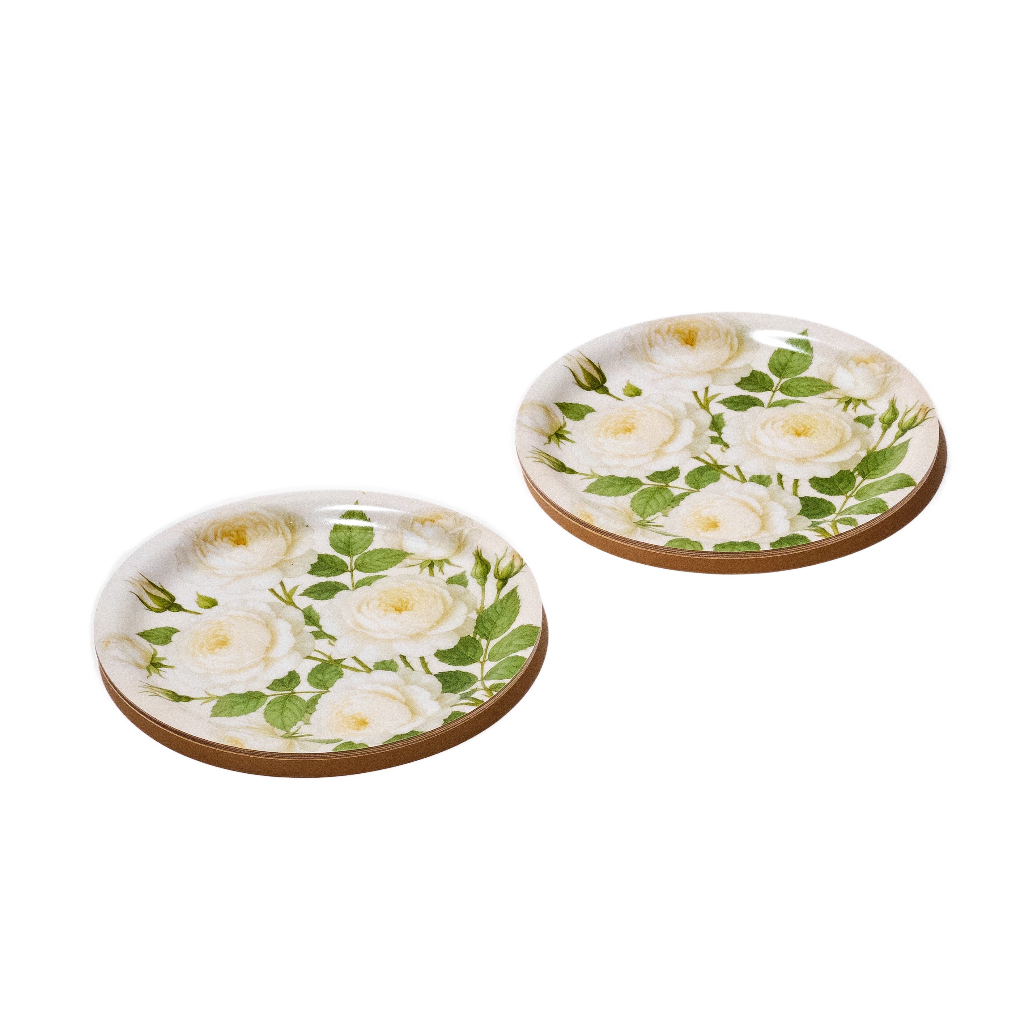 English Garden Decorative Birchwood Tray - Mini Round - Set of 2
