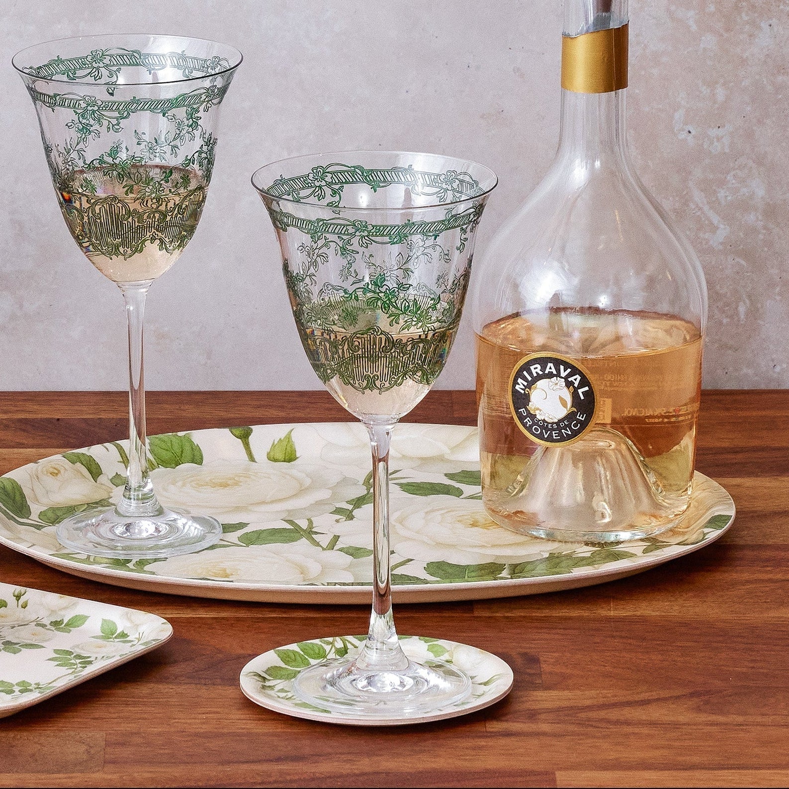 English Garden Decorative Birchwood Tray - Mini Round - Set of 2