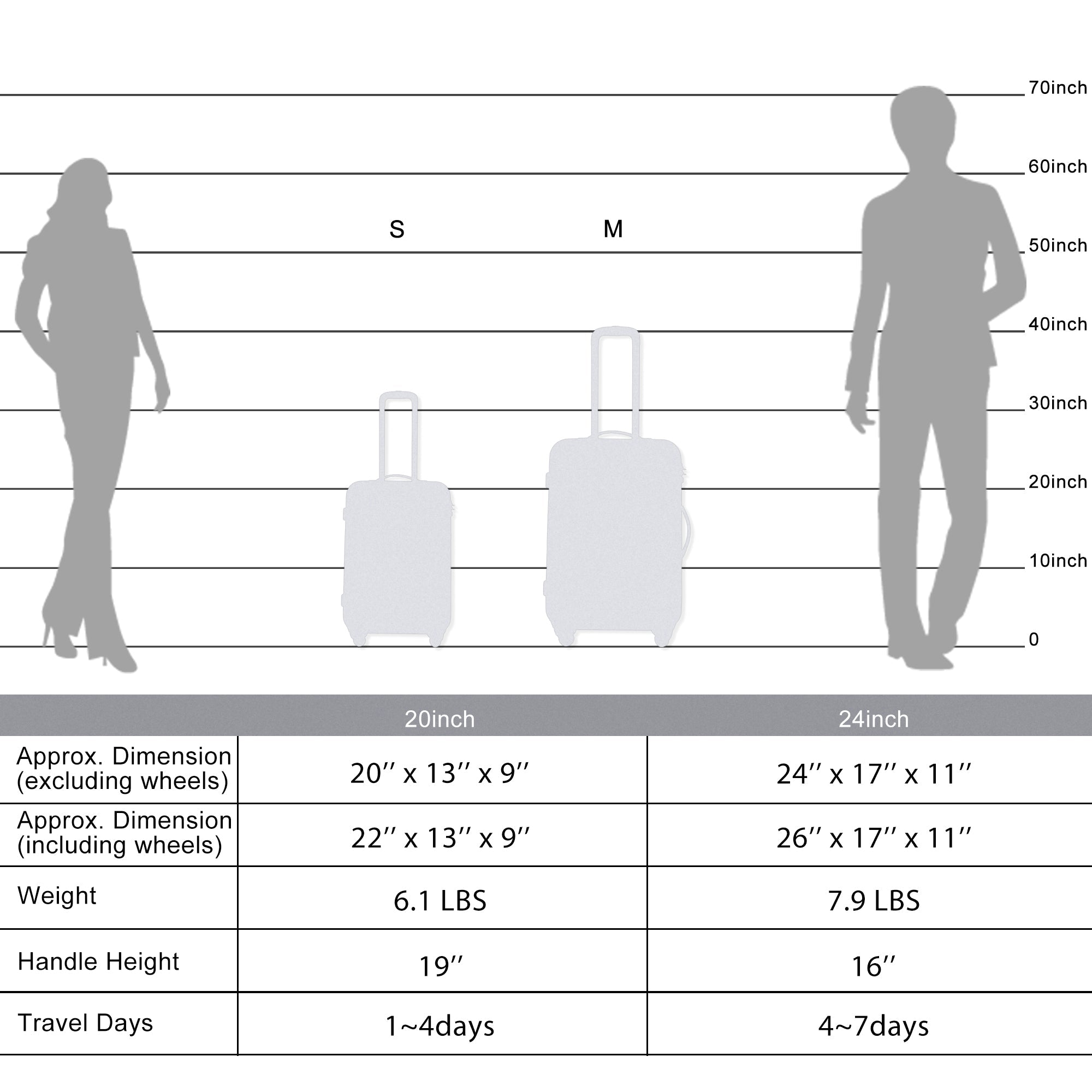 Expanable Spinner Wheel 2 Piece Luggage Set ABS Lightweight Suitcase with TSA Lock 20inch+24inch Dark Gray + Plastic