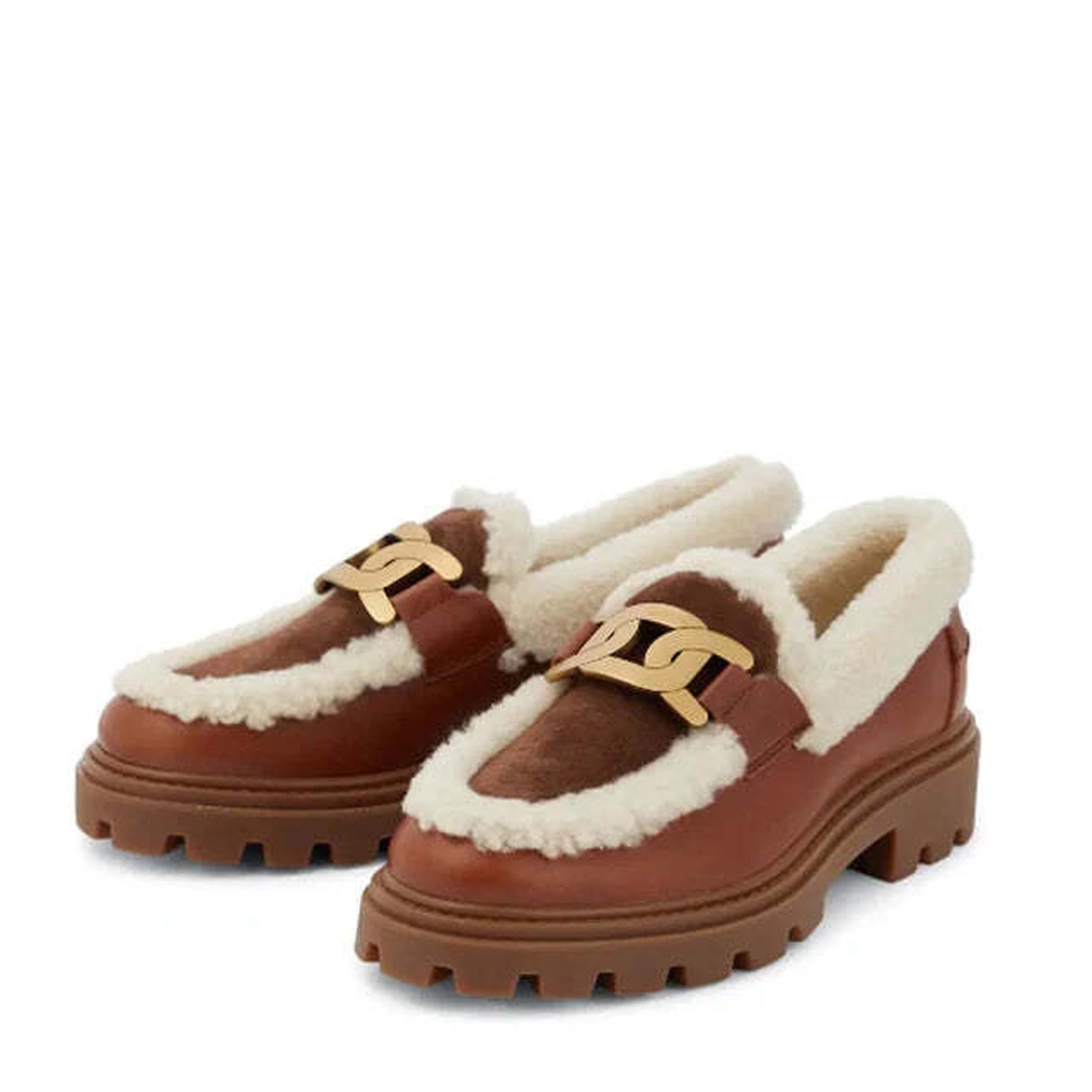 Ods Luxury Brand Sss-Grade White Mary Jane Brown Moccasin Genuine Leather Loafers With Fur For Women's Shoes Winter Warm