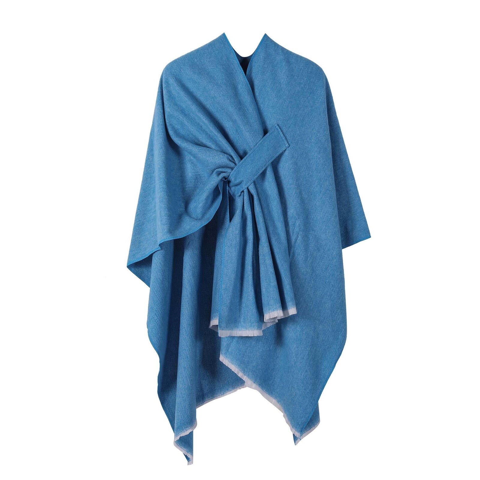 Autumn and winter solid color fashionable imitation cashmere shawl plain color split open cape