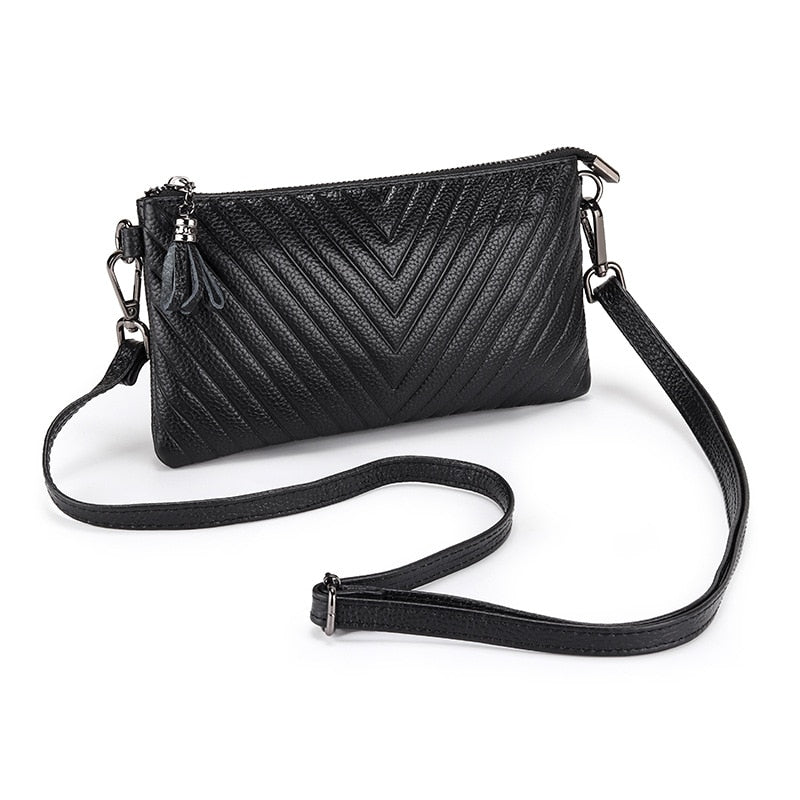 New Shoulder Bag Genuine Leather Women's Luxury Handbags Fashion Crossbody Bags Lady Messenger Bag Female Zipper Slim Purse