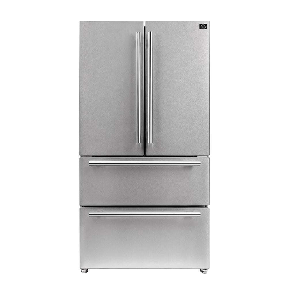 FORNO Premium 2-Piece Kitchen Bundle -Giovanni 30-inch Gas Range Stainless Steel, Forno Moena 36" French Door 19.2 Cu.Ft. Stainless Steel Refrigerator - FBDL-020-02US