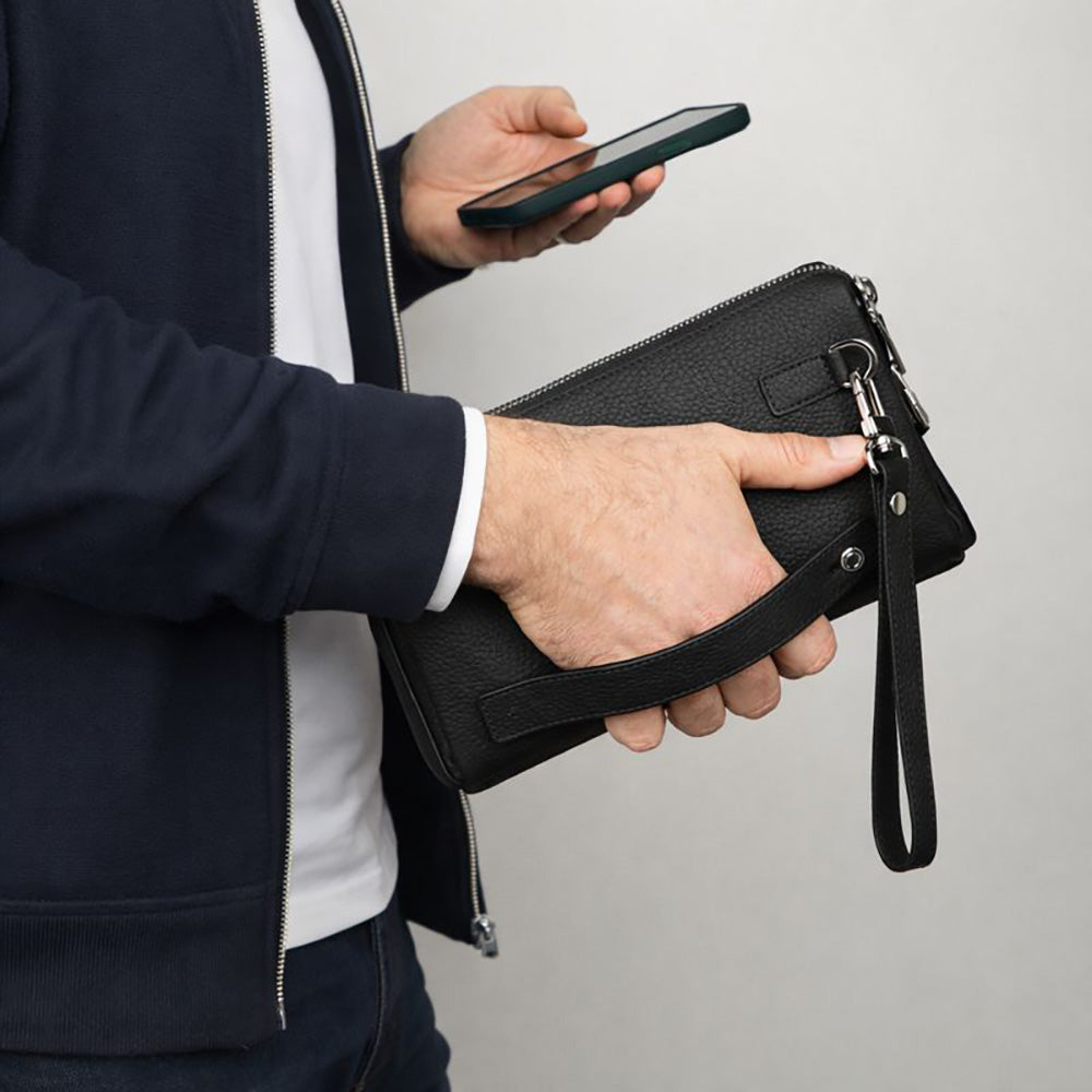 Lupus Leather Clutch Bag – Genuine Leather Wrist Clutch for Men & Women for Everyday Elegance | Minimal & Handcrafted