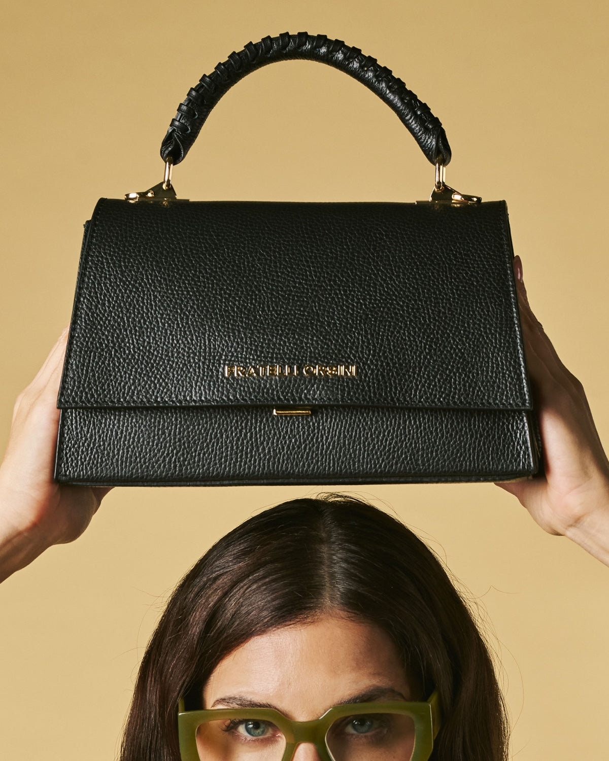 Federica (black) - Italian calf leather women's crossbody bag (with shoulder strap)