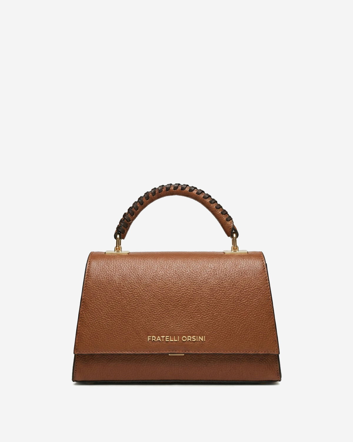 Federica (cognac) - Italian calf leather women's crossbody bag (with shoulder strap)