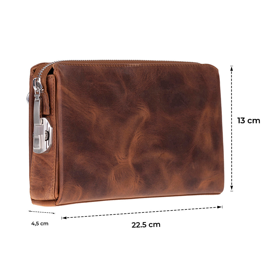 Lupus Leather Clutch Bag – Genuine Leather Wrist Clutch for Men & Women for Everyday Elegance | Minimal & Handcrafted