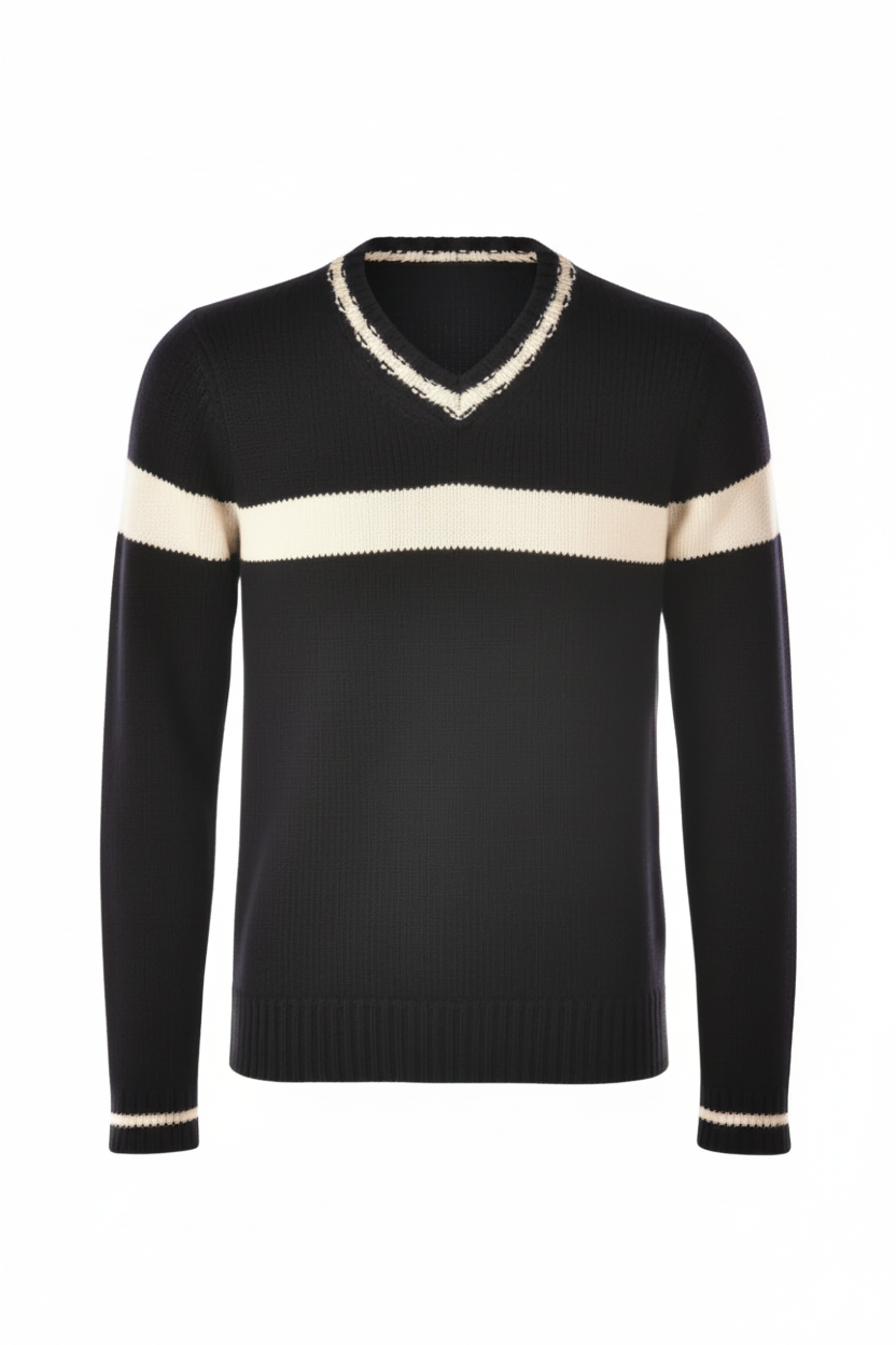 Fedeli Virgin Wool V-Neck Knit Sweater