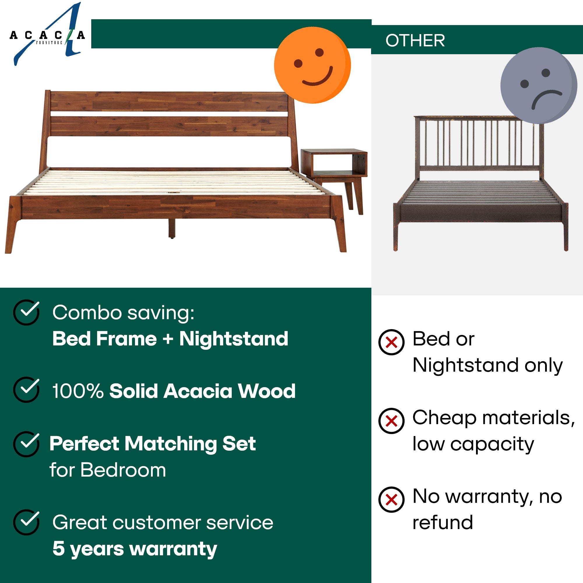 Callisto Solid Wood Bed Frame