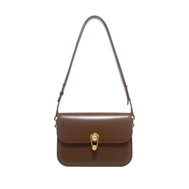 Women's Bag Luxury Brand | New Fashion Shoulder & Crossbody Square Bags (Designer Split Leather Tote Handbag with Lock)