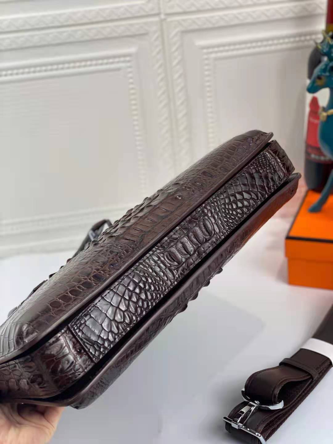 Luxury Crocodile Laptop Messenger Bag Men's