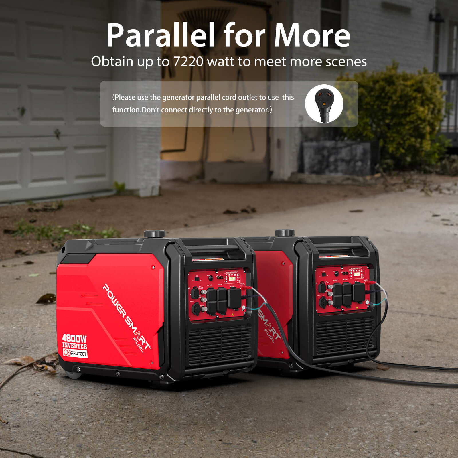 4800W Inverter Generator w/ Wheels Handle Kit & CO Alert HB5046C