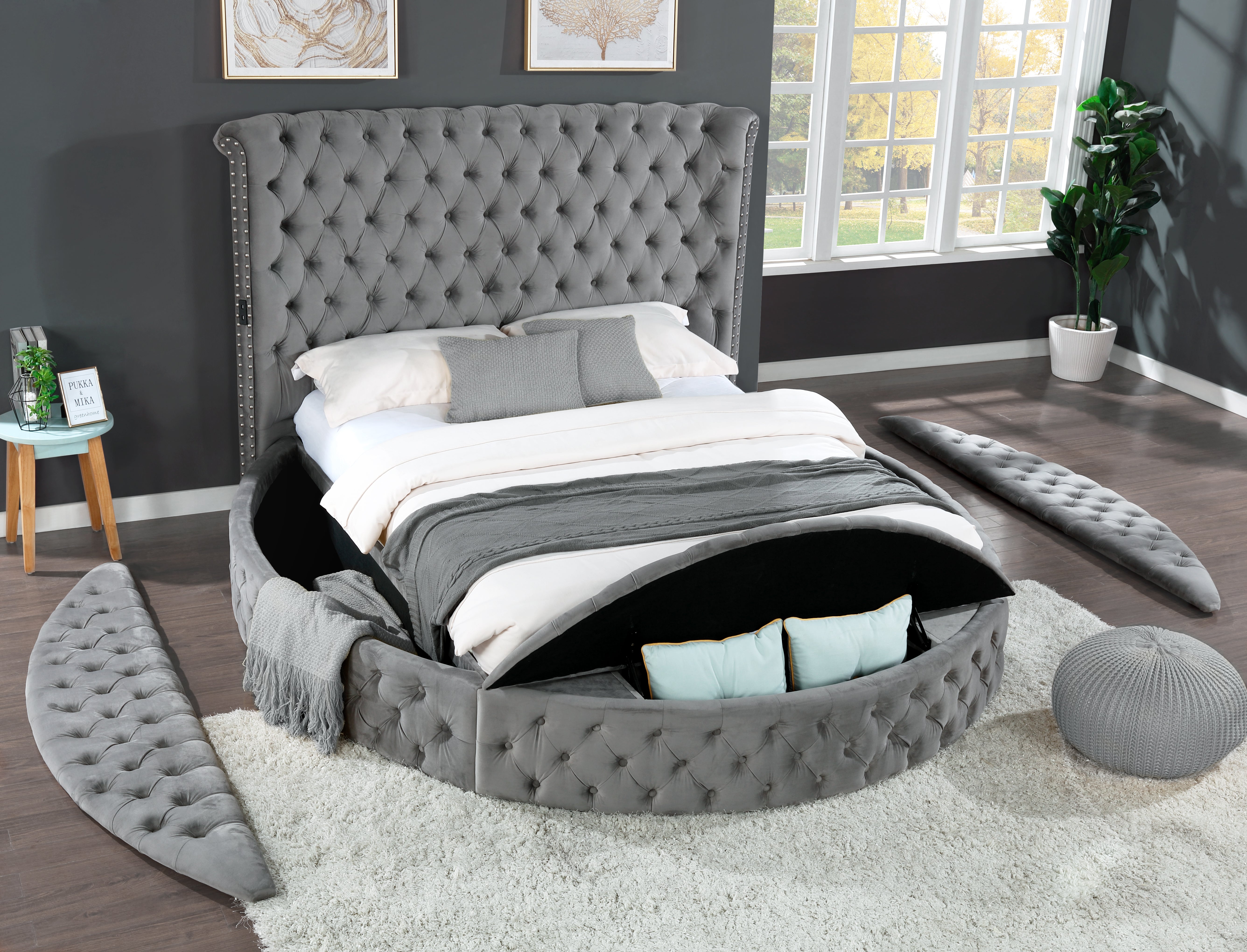 Hazel King Size Tufted Storage Bed