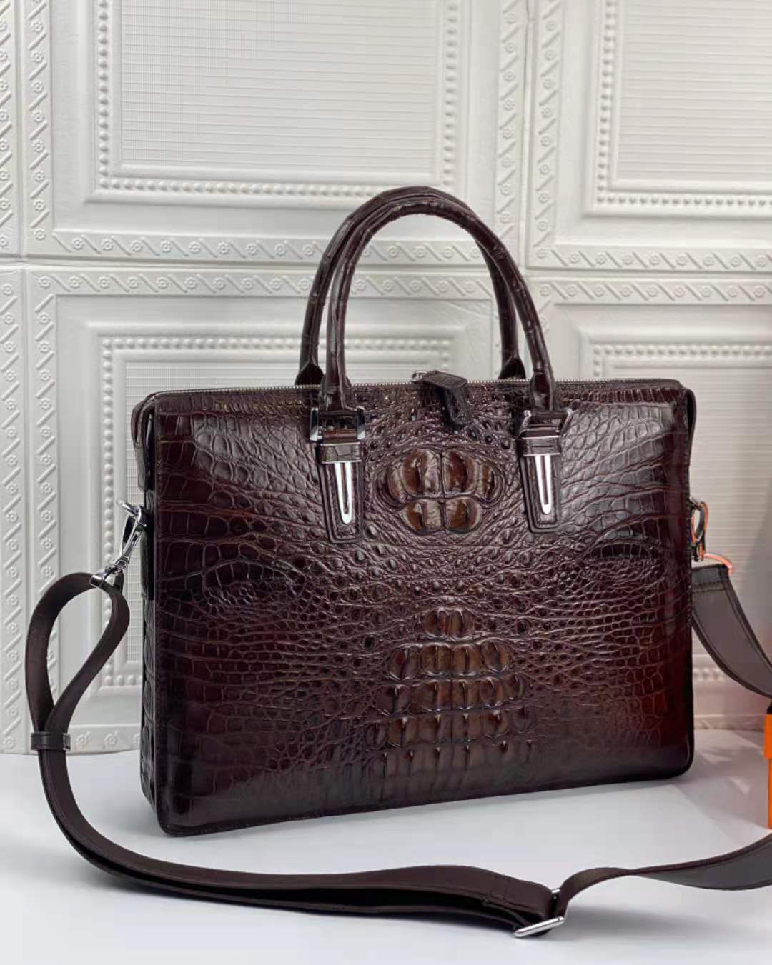 Luxury Crocodile Laptop Messenger Bag Men's