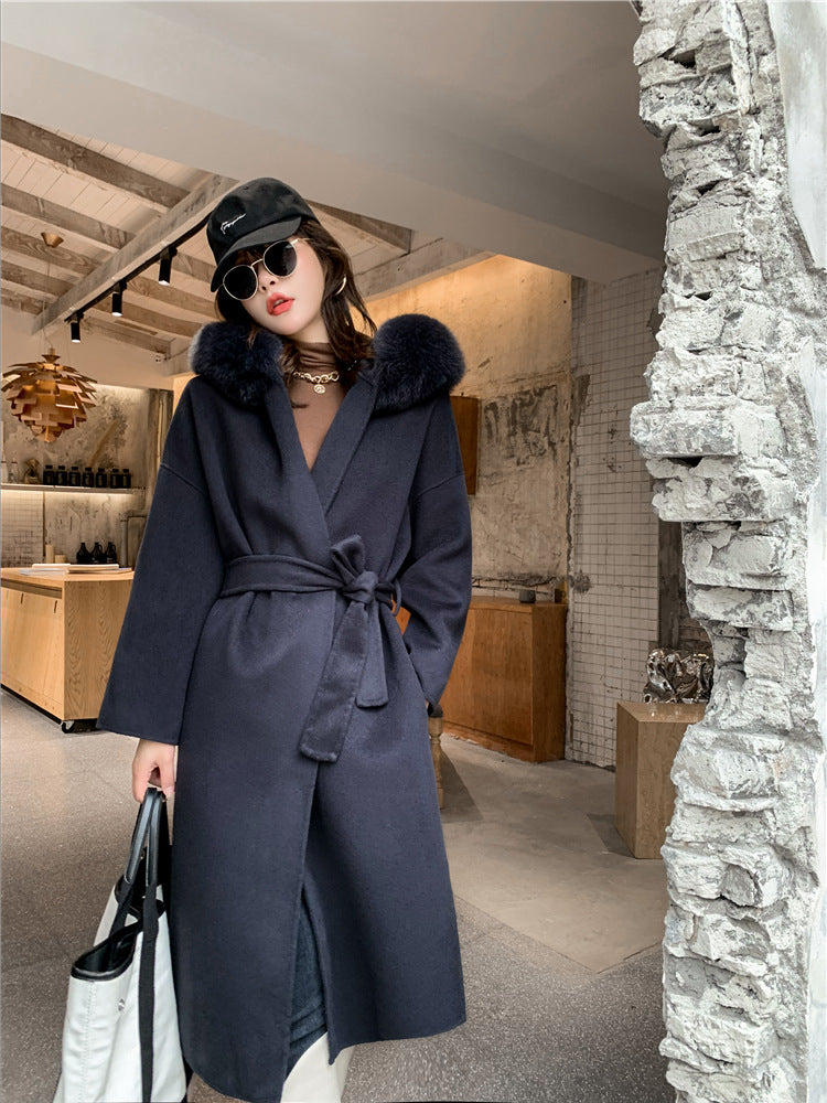 Cashmere Coat Fox fur Collar Women's
