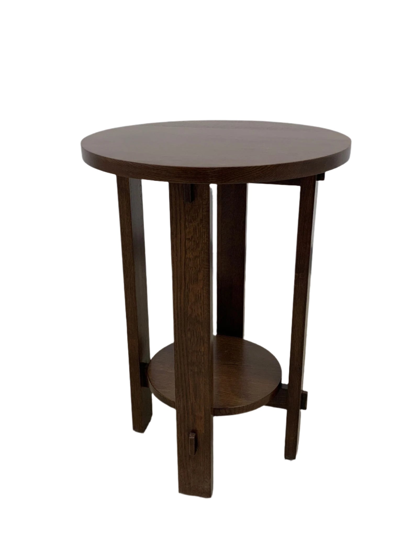 Mission Style Oak Round End Table - Michael's Cherry