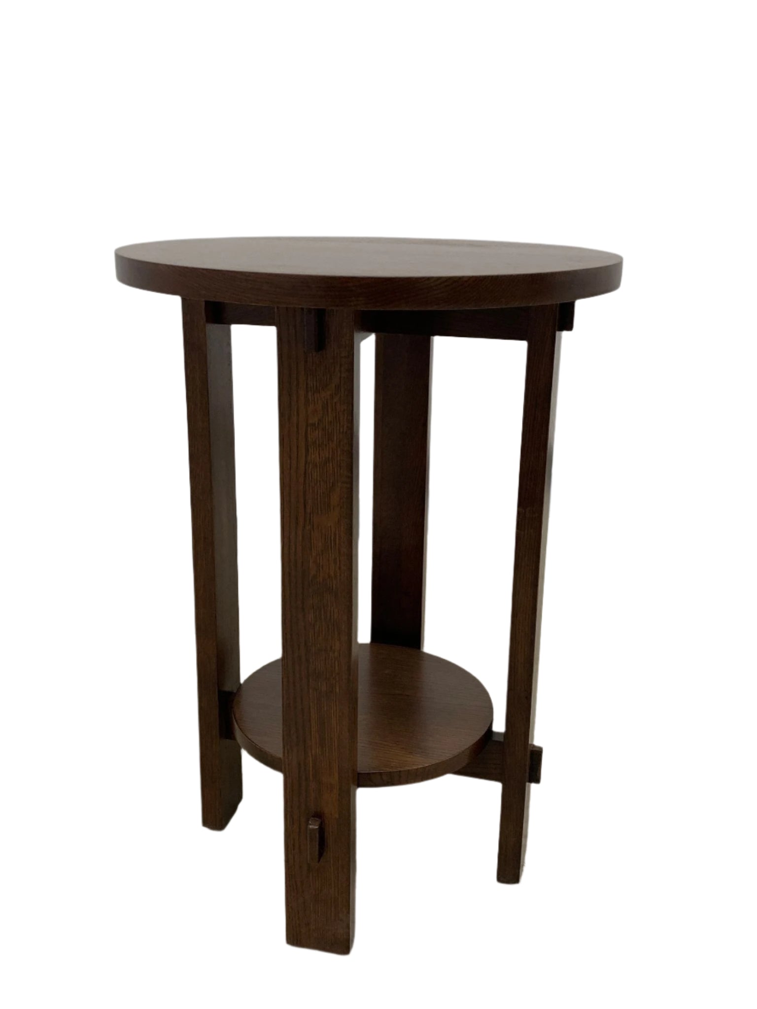 Mission Style Oak Round End Table - Michael's Cherry