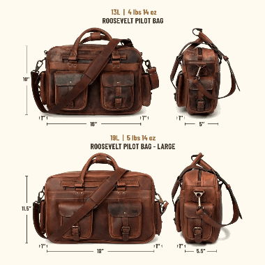 Roosevelt Buffalo Leather Pilot Bag in Dark Oak