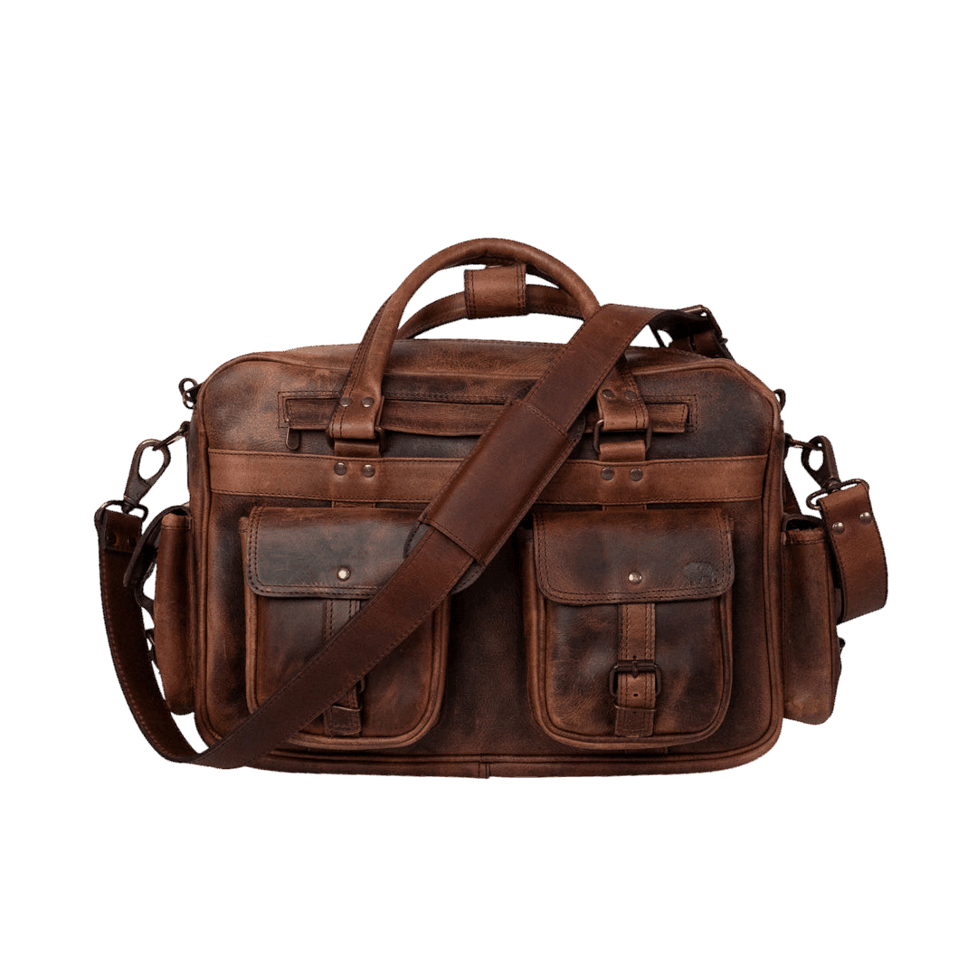 Roosevelt Buffalo Leather Pilot Bag in Dark Oak