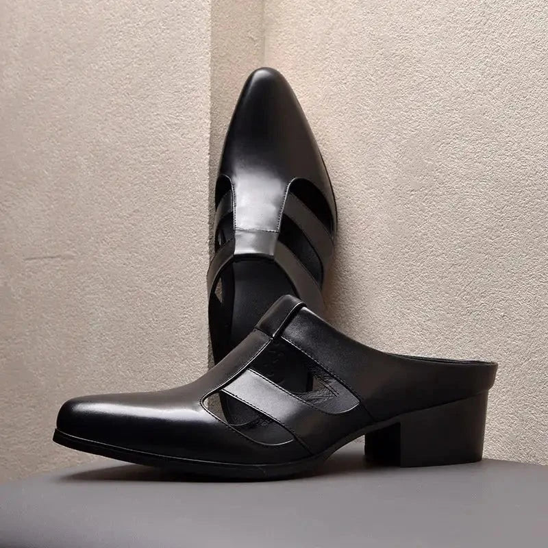 Elevated Leather Dress Sandals – Roman-Inspired Height Enhancement