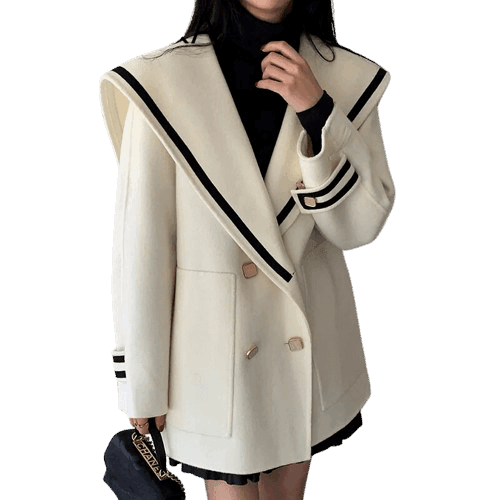 Double-Breasted Panelled Cotton Coat