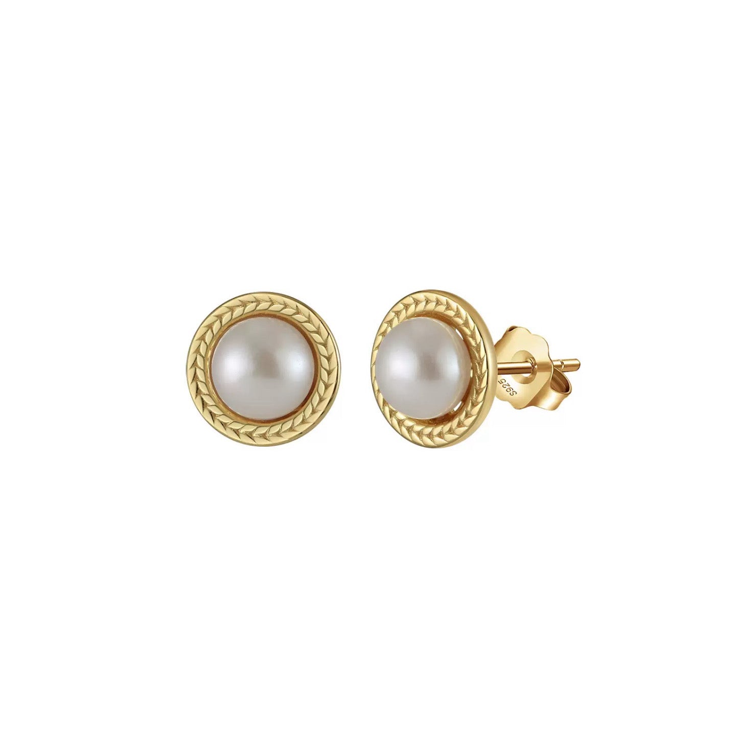 Vintage Halo Pearl Stud Earrings
