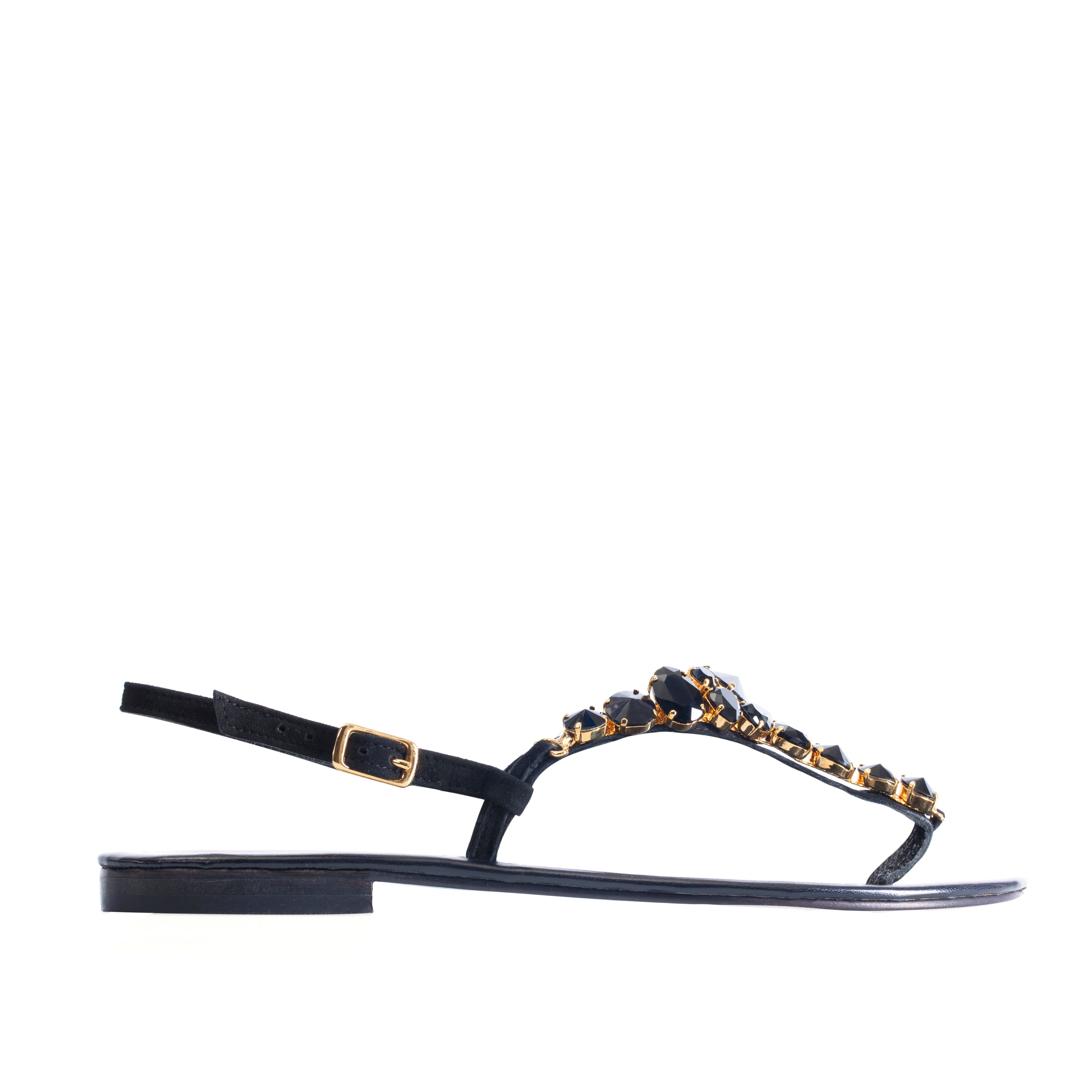 Black Suede with Black/Gold Crystal