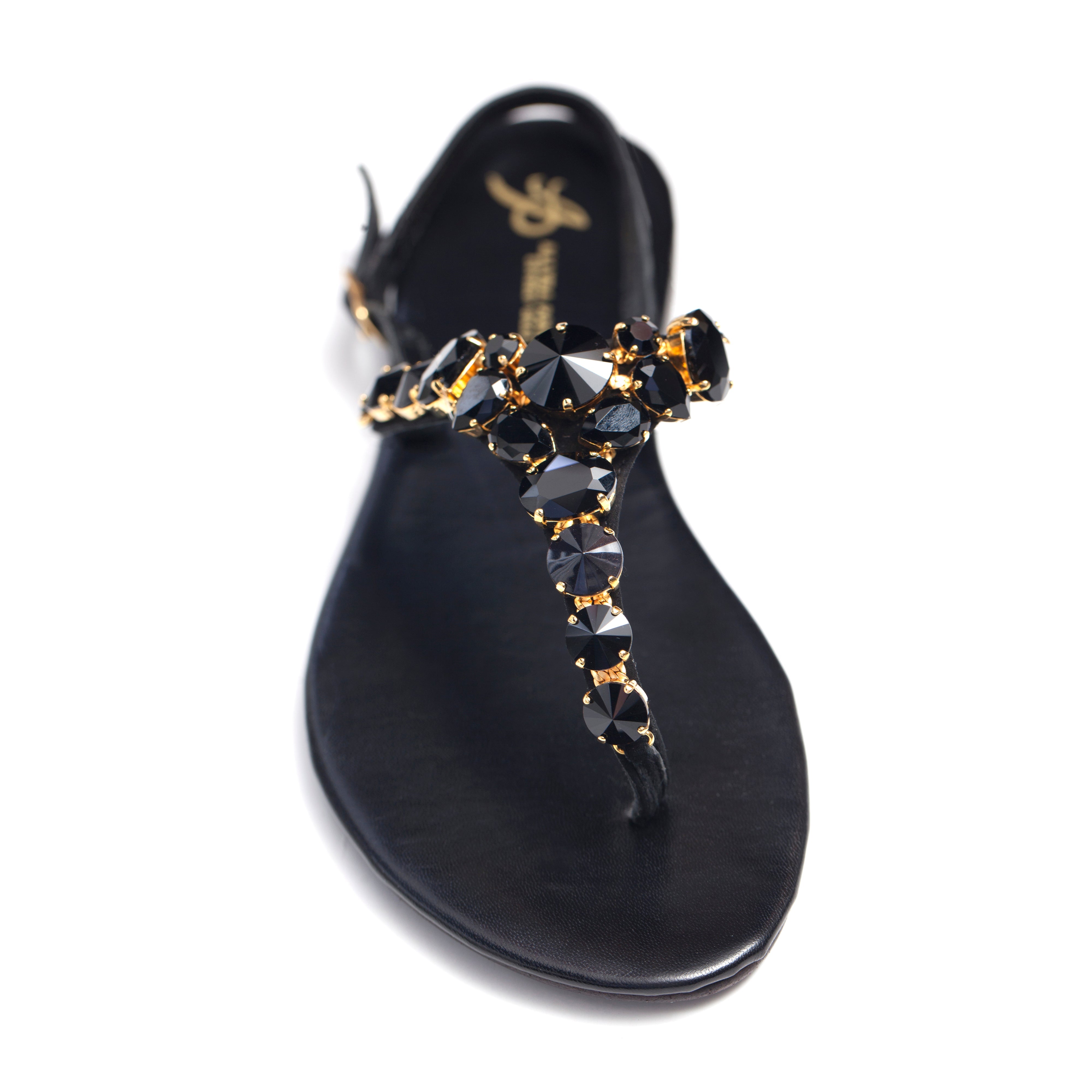 Black Suede with Black/Gold Crystal