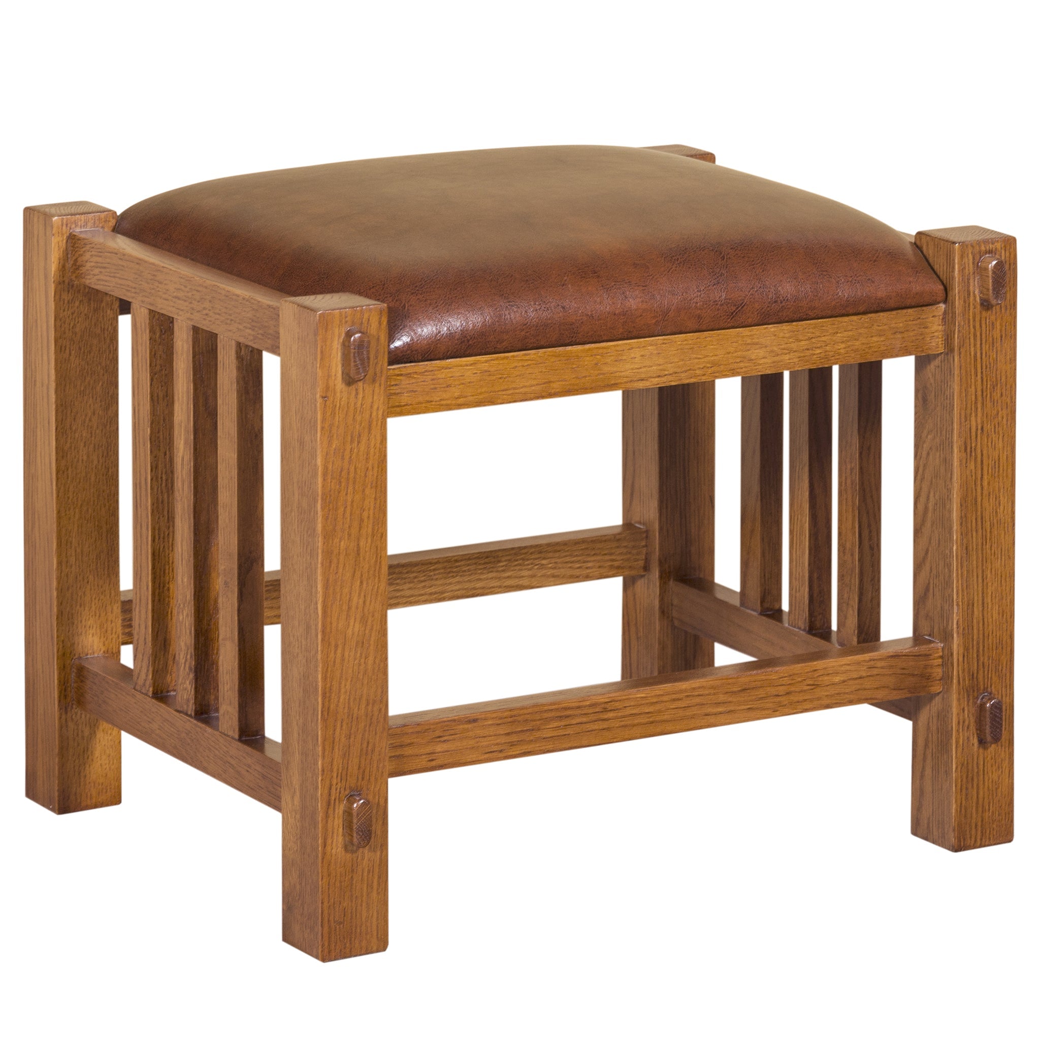 Mission Spindle Stool - Quarter Sawn Oak & Leather (2 Colors Available)
