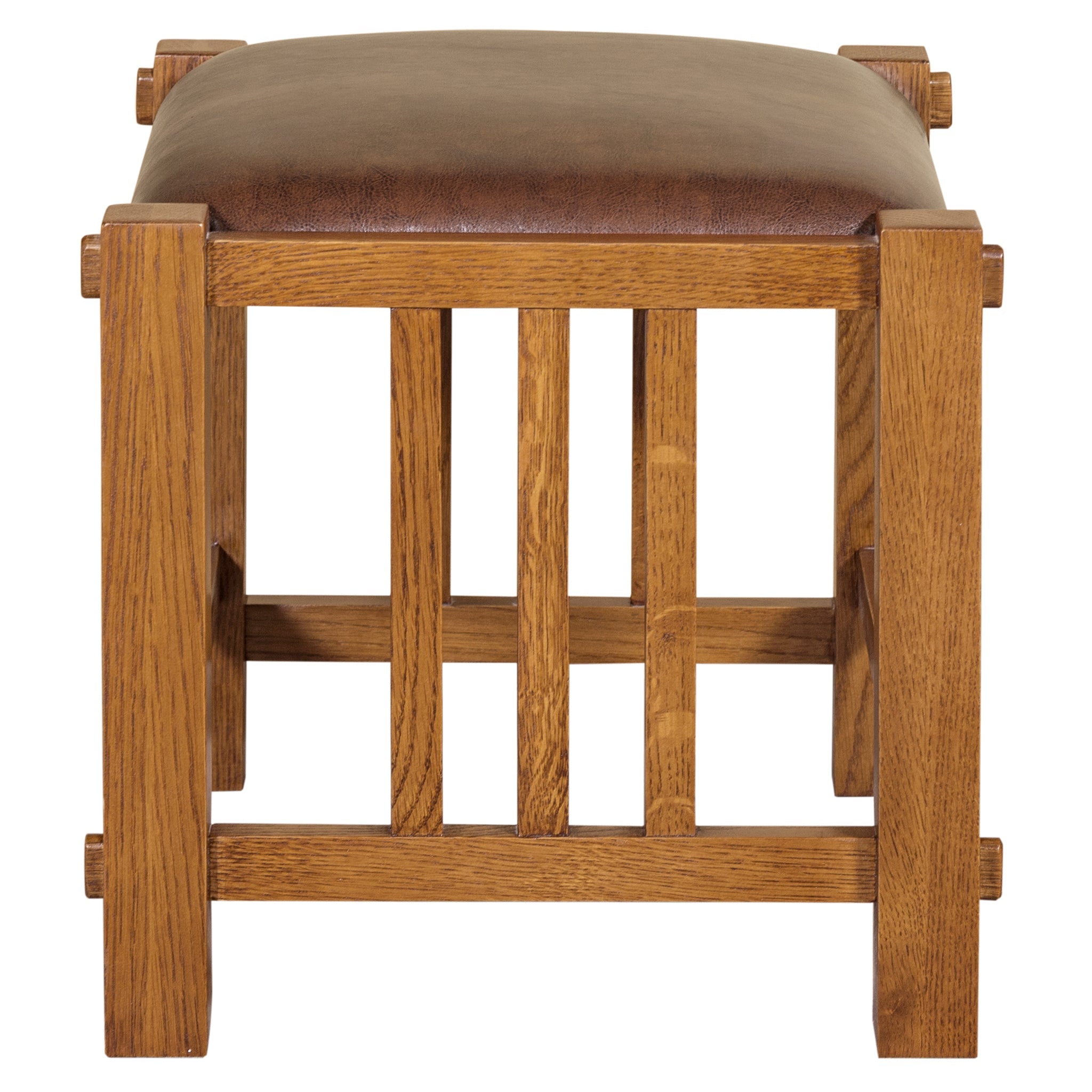 Mission Spindle Stool - Quarter Sawn Oak & Leather (2 Colors Available)
