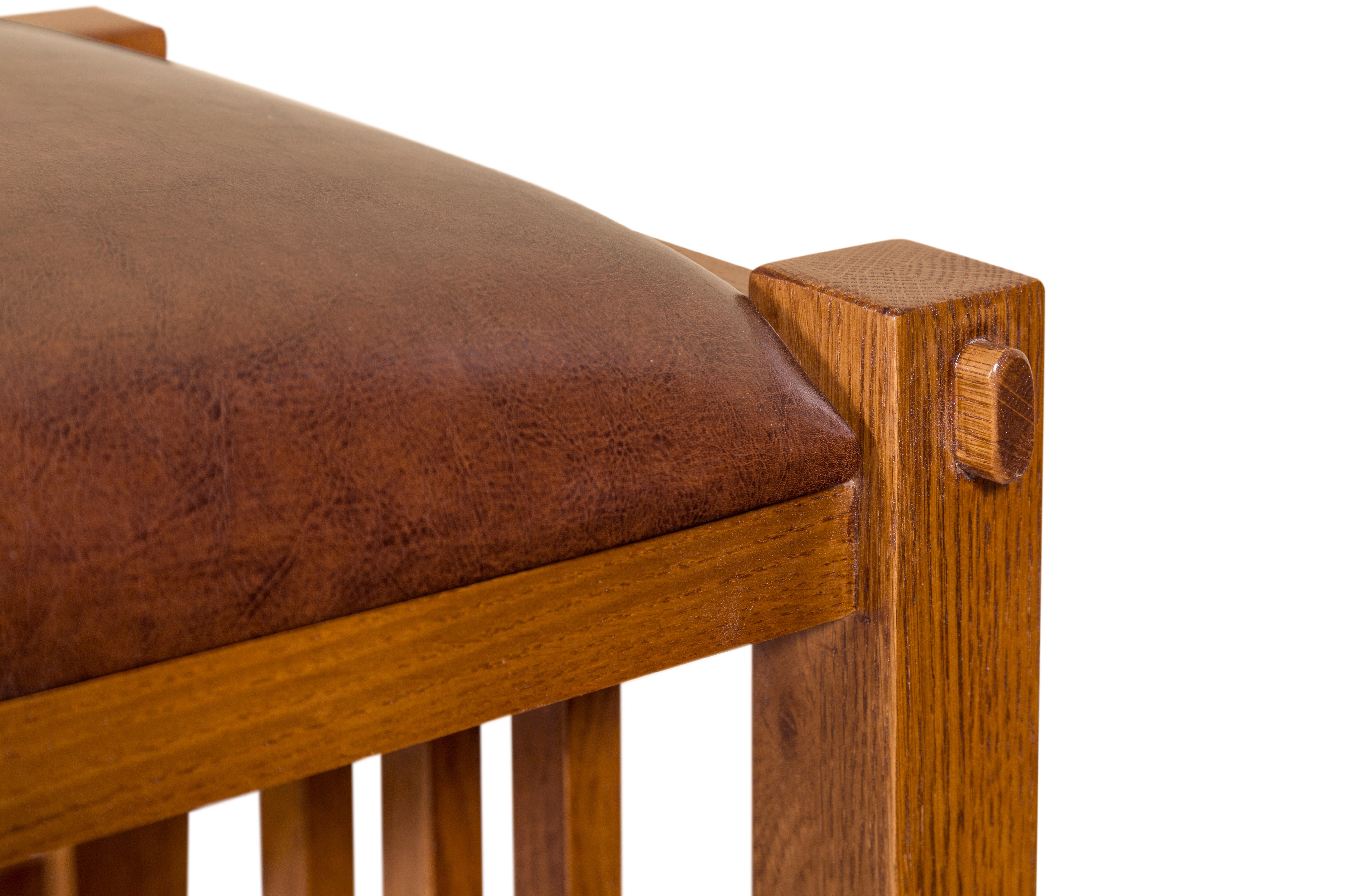 Mission Spindle Stool - Quarter Sawn Oak & Leather (2 Colors Available)