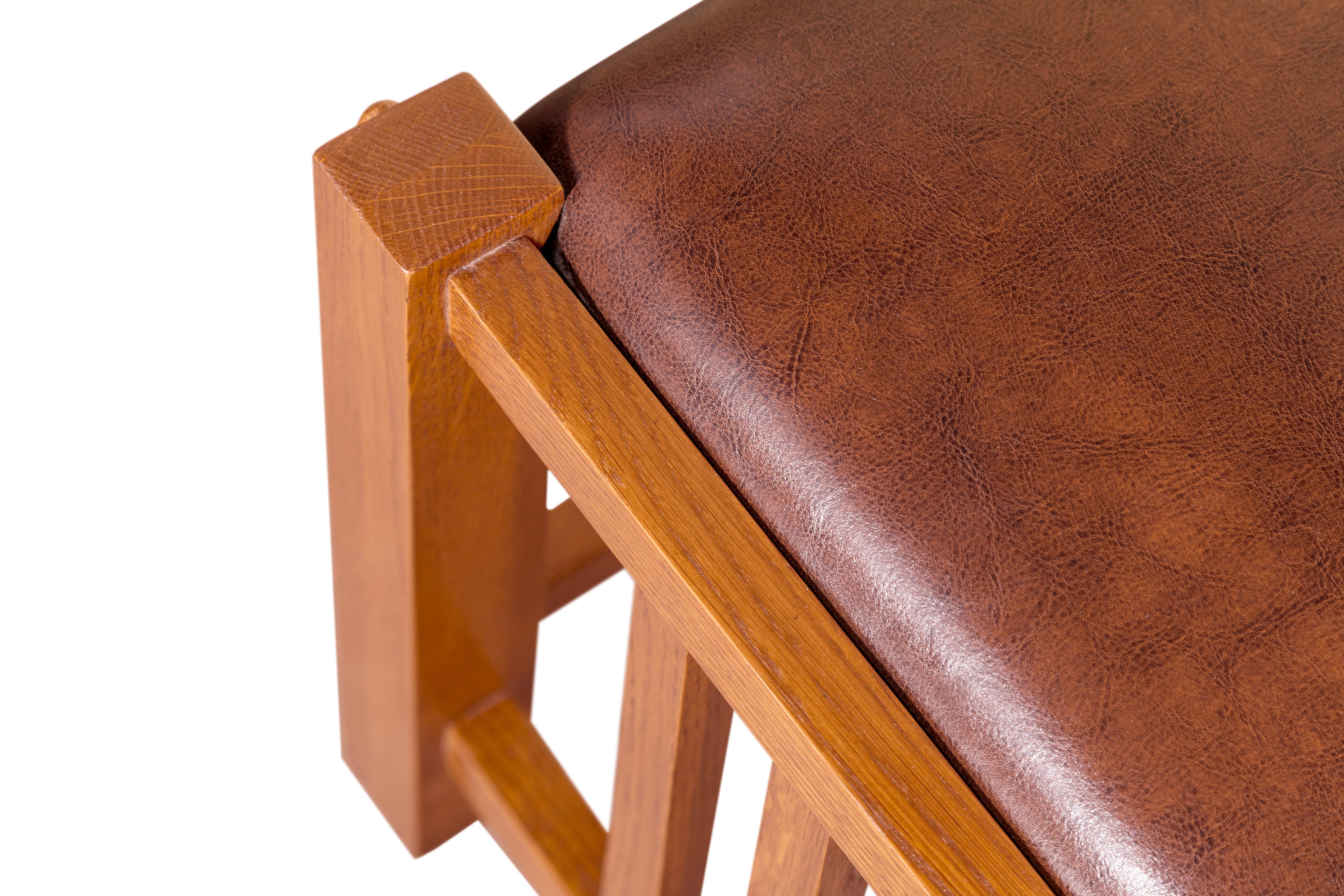 Mission Spindle Stool - Quarter Sawn Oak & Leather (2 Colors Available)