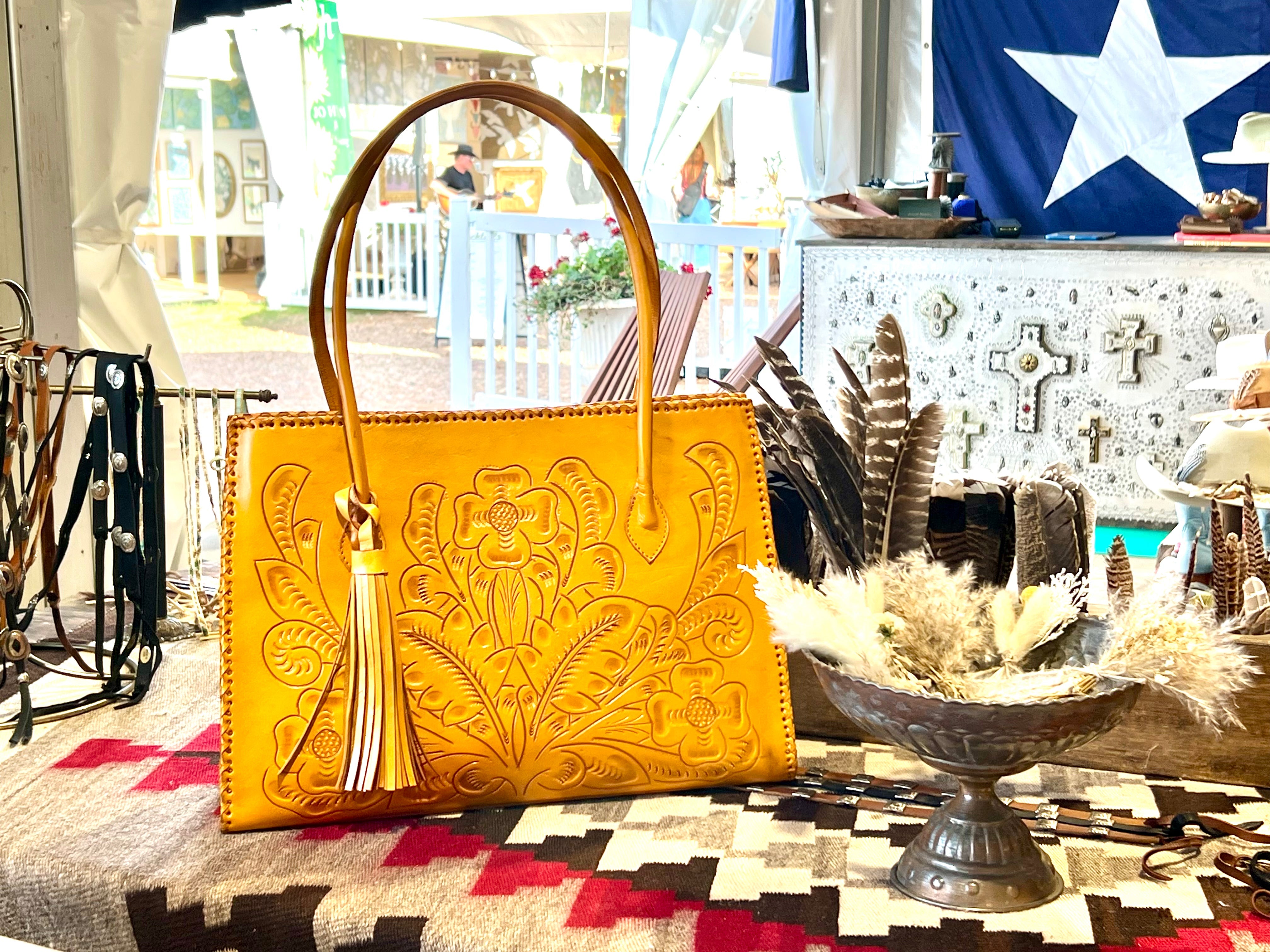 The Amy| Hand-Tooled Leather Tote Bag