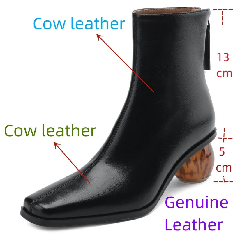 autumn winter zip boots genuine leather ankle boots for women high heel handmade female booties outdoor shoes