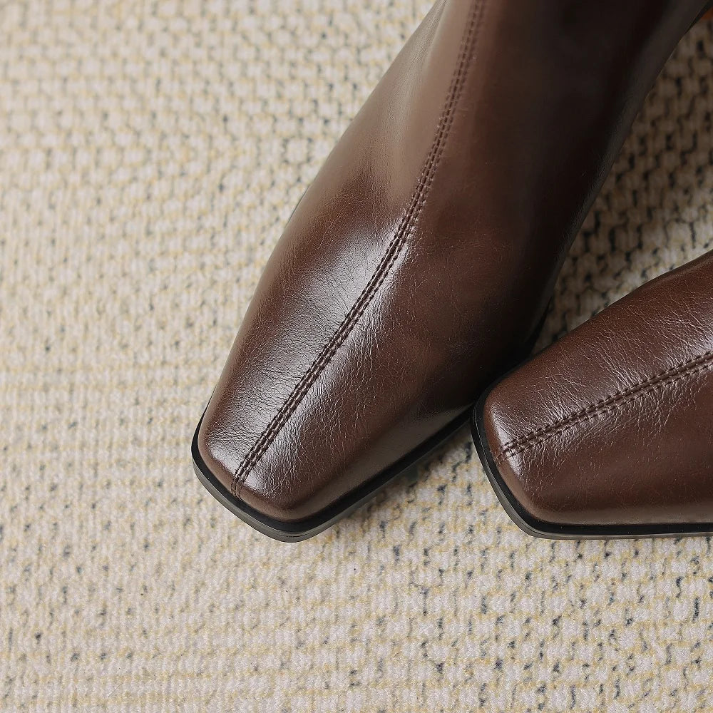 autumn winter zip boots genuine leather ankle boots for women high heel handmade female booties outdoor shoes