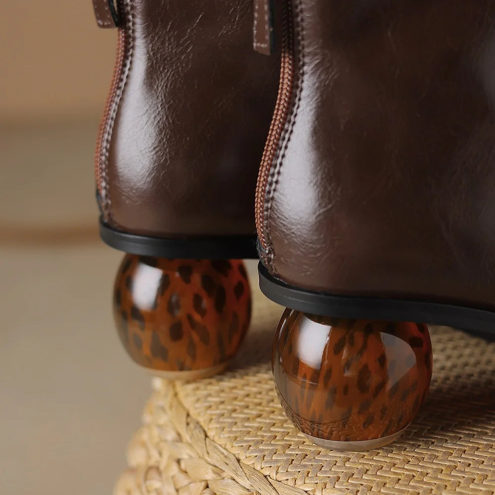 autumn winter zip boots genuine leather ankle boots for women high heel handmade female booties outdoor shoes