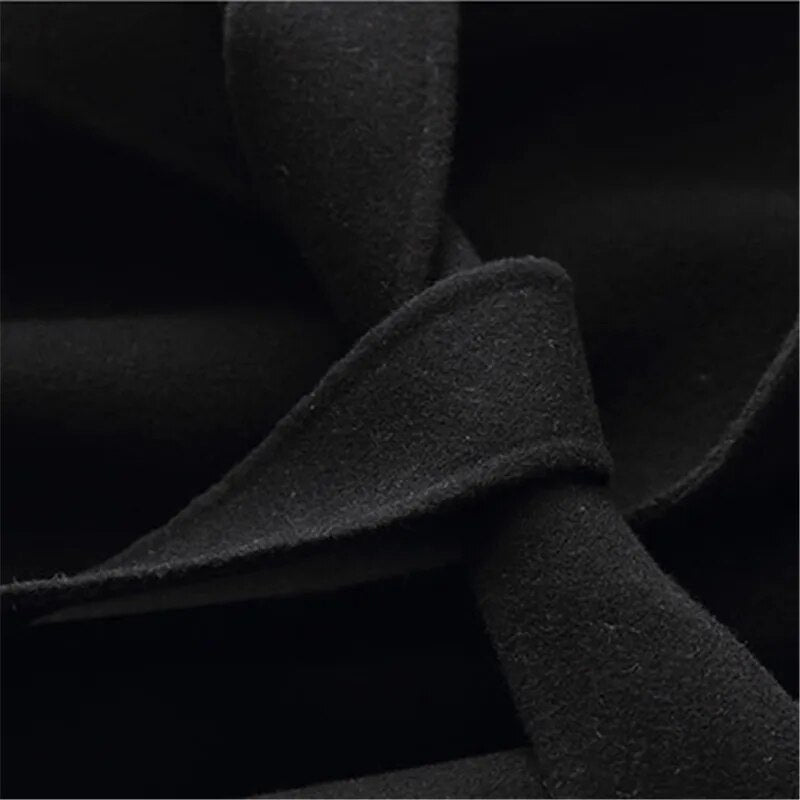 Women Lapel Lace Up Fashion High Quality Wool Coat Double Sided Cashmere Warm Overcoat