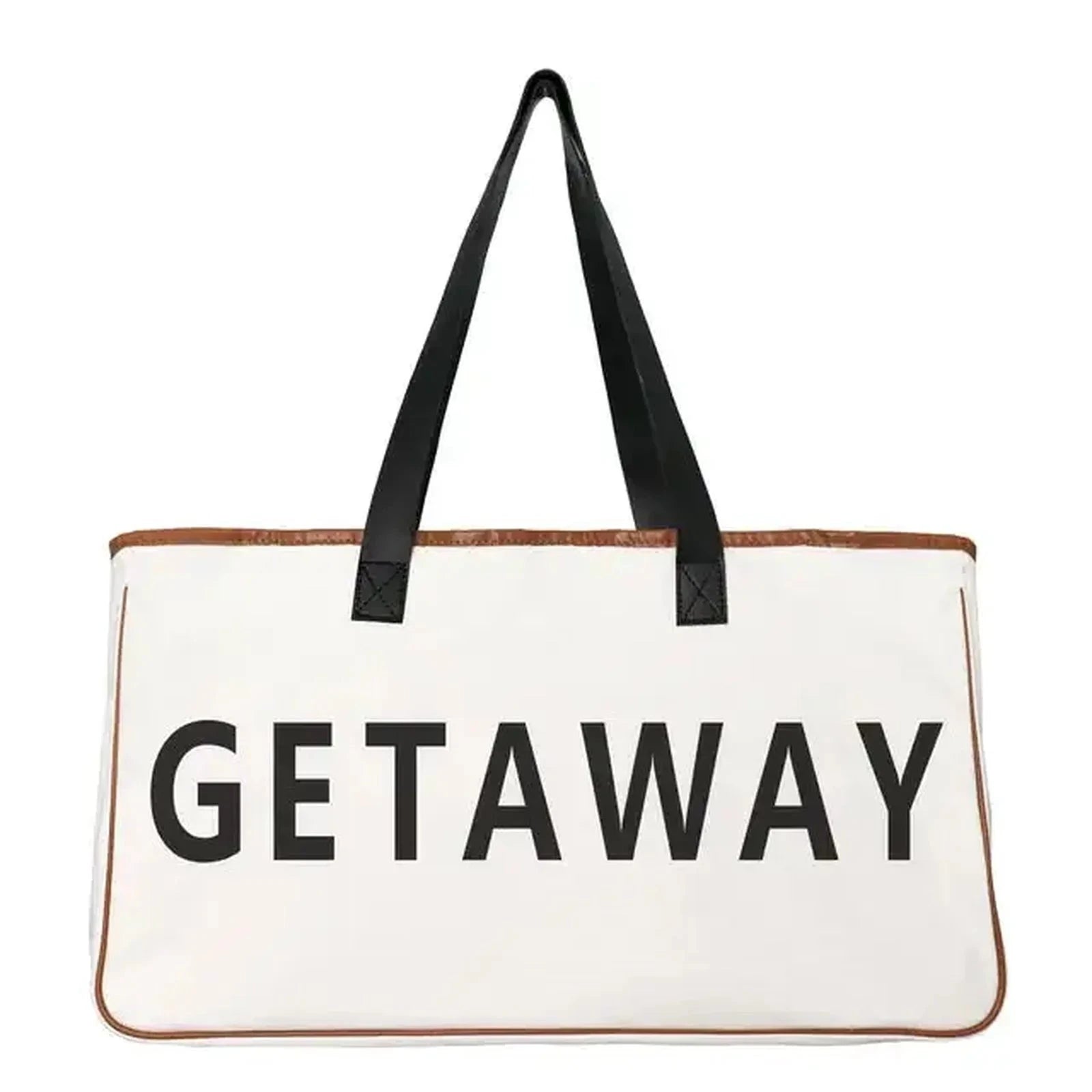 Beach Bag BEACH PLEASE Canvas Bag White 100% Cotton-Canvas With Genuine Leather Handles Large Capacity Casual Tote Bag For Women