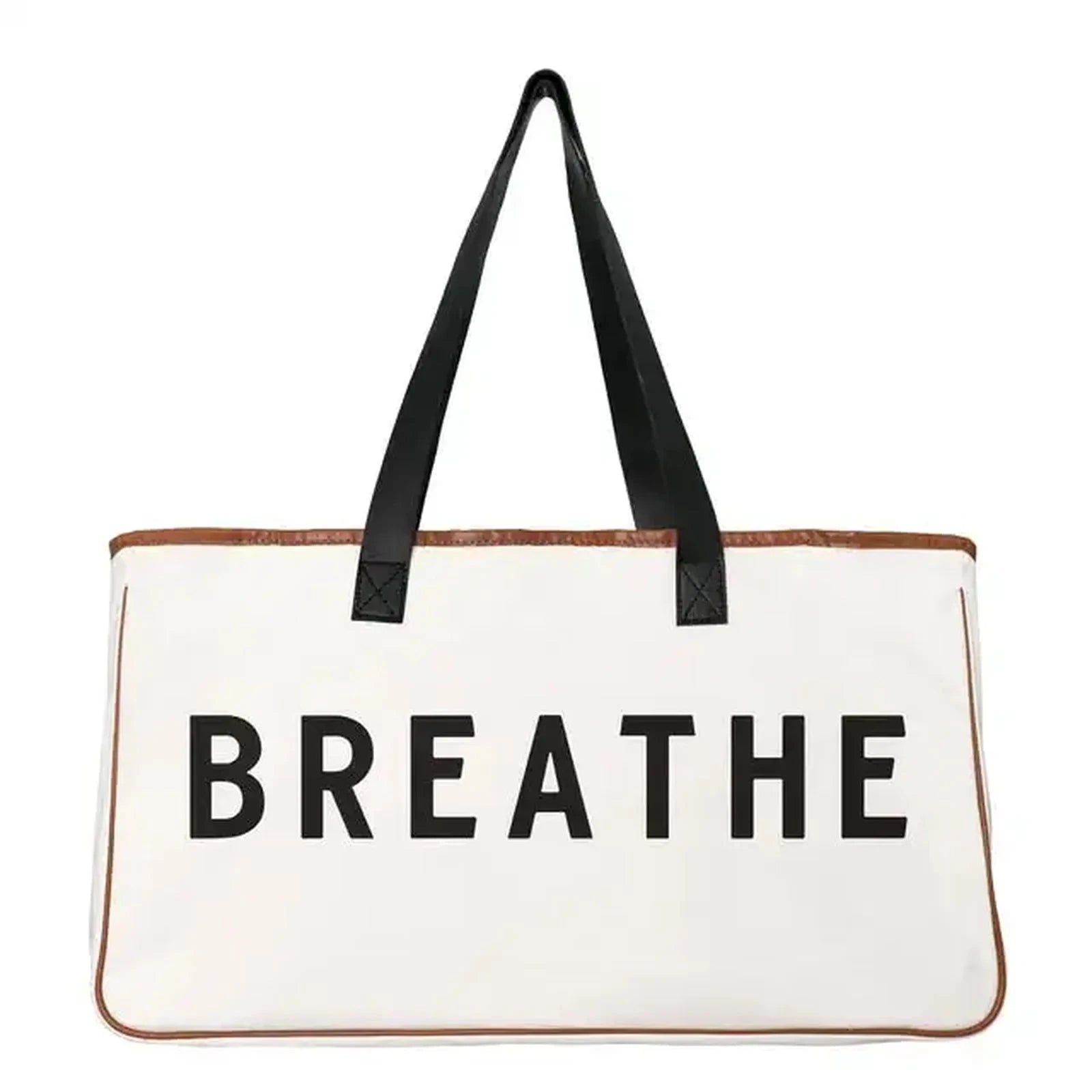 Beach Bag BEACH PLEASE Canvas Bag White 100% Cotton-Canvas With Genuine Leather Handles Large Capacity Casual Tote Bag For Women